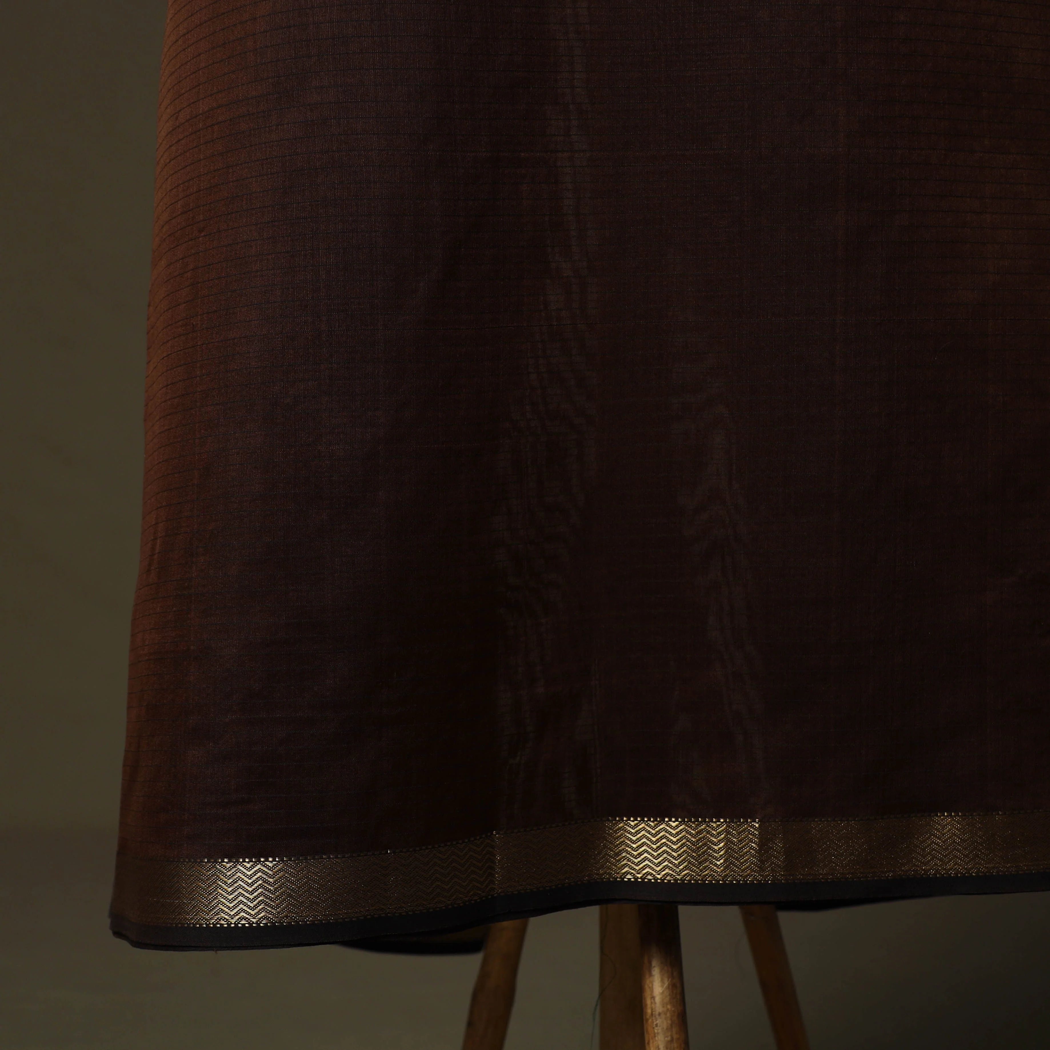 Brown - Maheshwari Silk Handloom 2pc Unstitched Dress Material with Zari Border 33 - Image 4