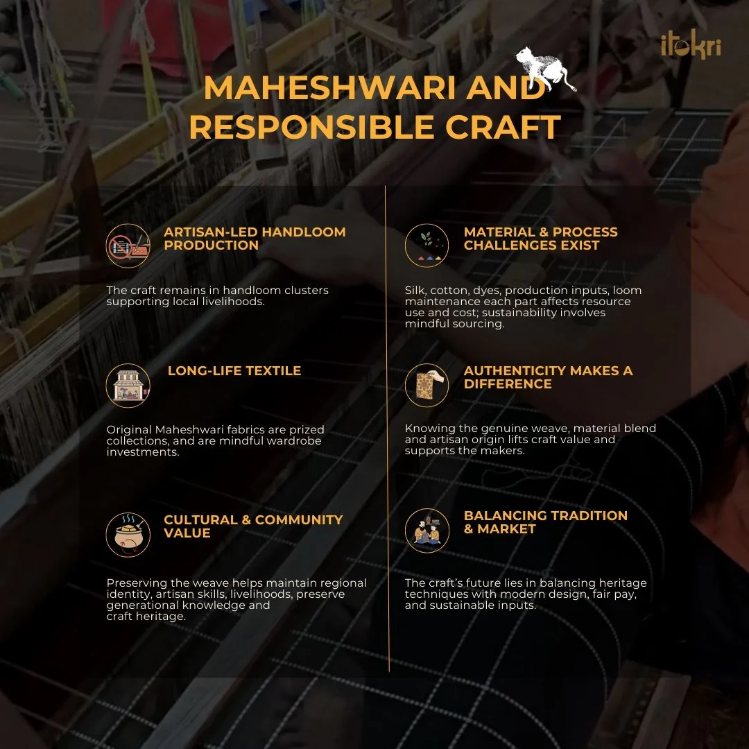 Brown - Maheshwari Silk Handloom 2pc Unstitched Dress Material with Zari Border 33 - Image 6