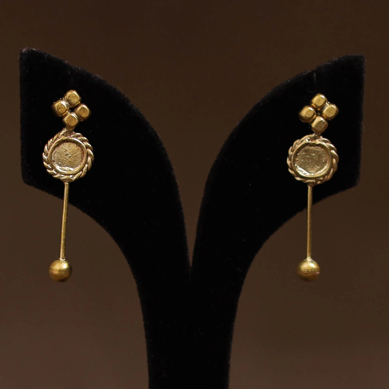 Miharu Tribal Dokra Brass Earrings 14 - Image 2