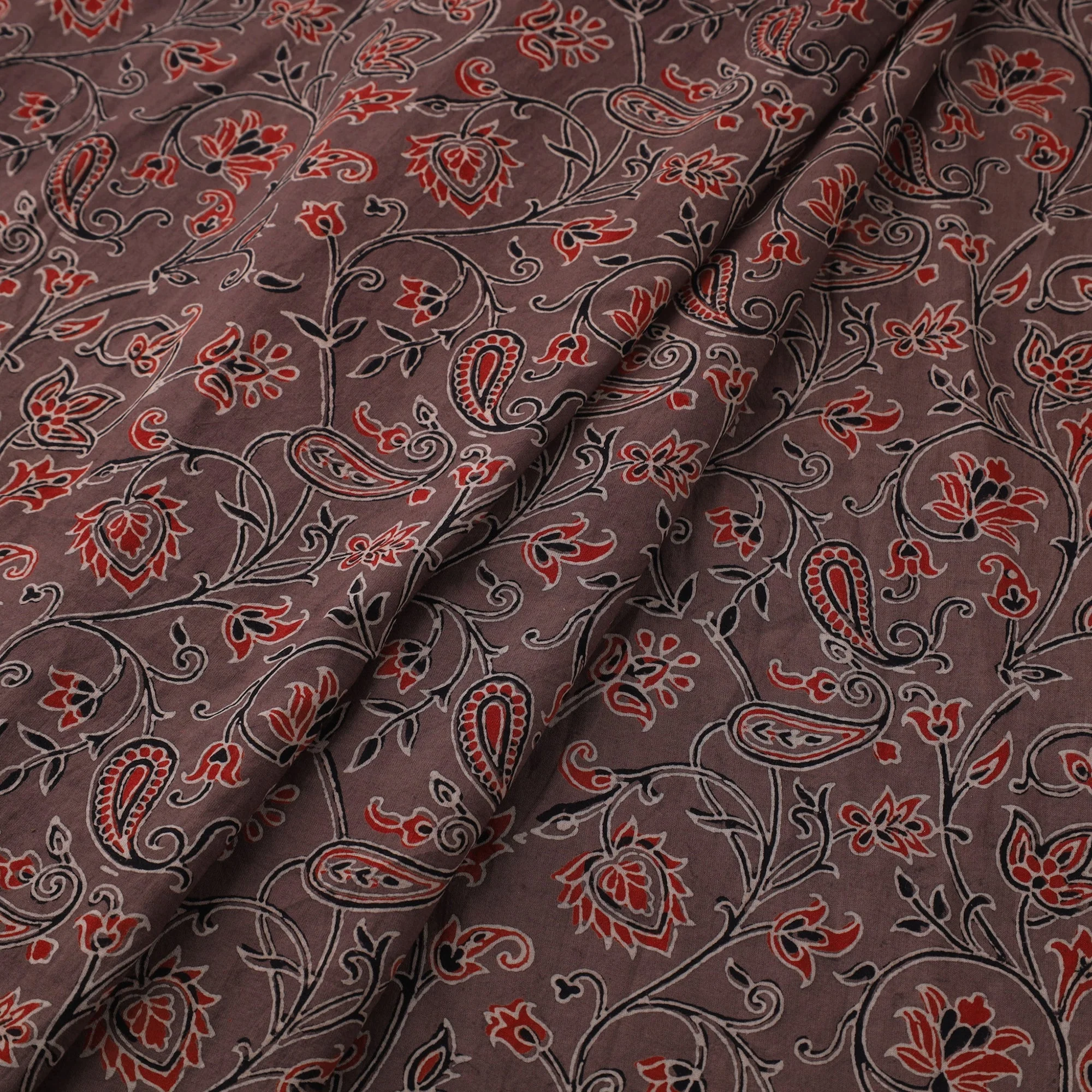Brown - Natural Dyed Block Print Cotton Ajrakh Fabric 01 - Image 2