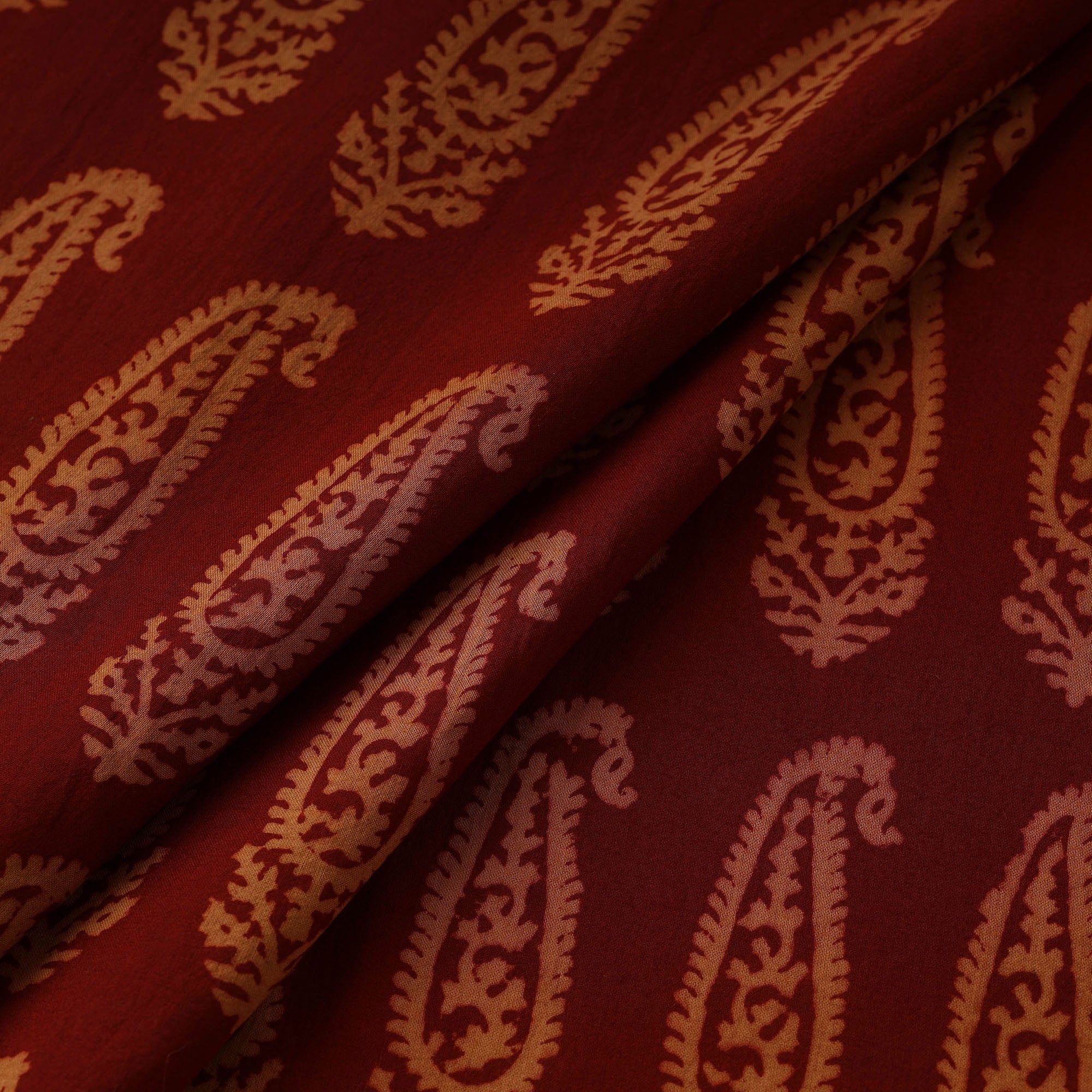 Maroon - Natural Dyed Cotton Hand Block Bagh Print Fabric 21 - Image 2