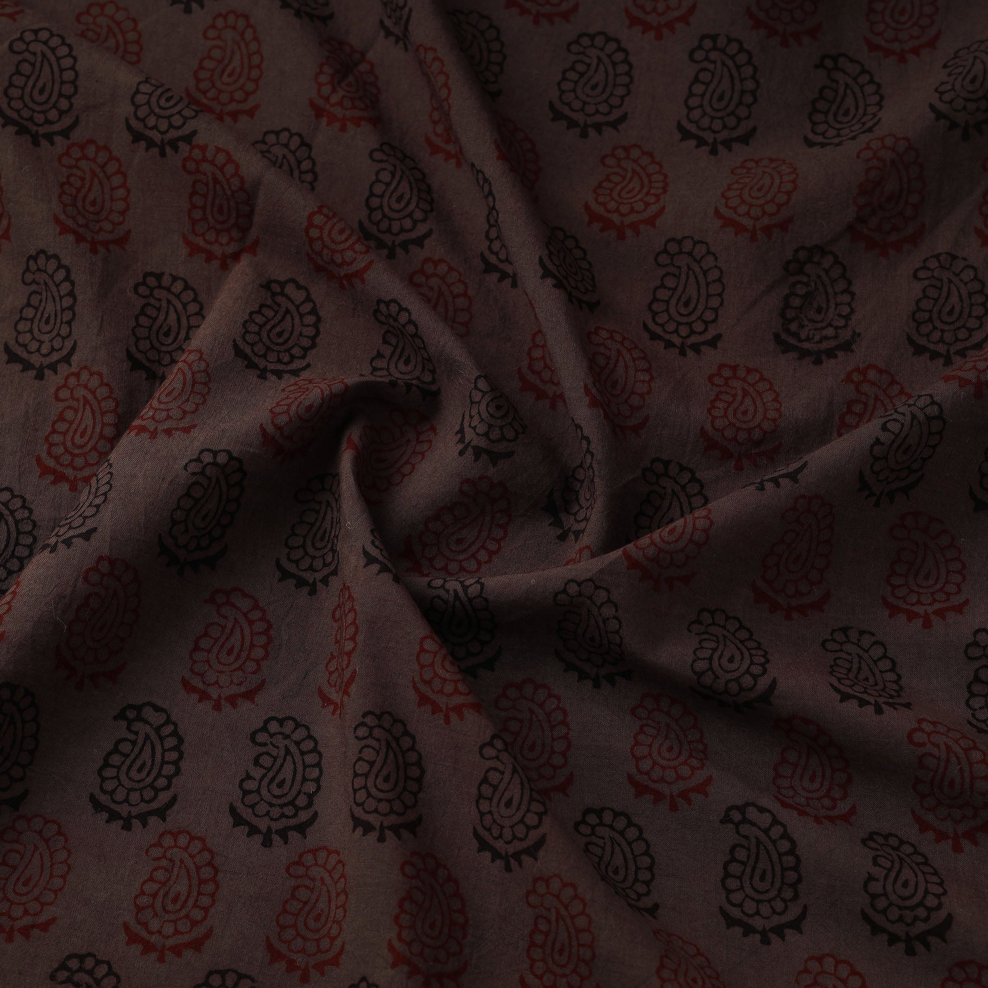 Brown - Natural Dyed Cotton Hand Block Bagh Print Fabric 29 - Image 3