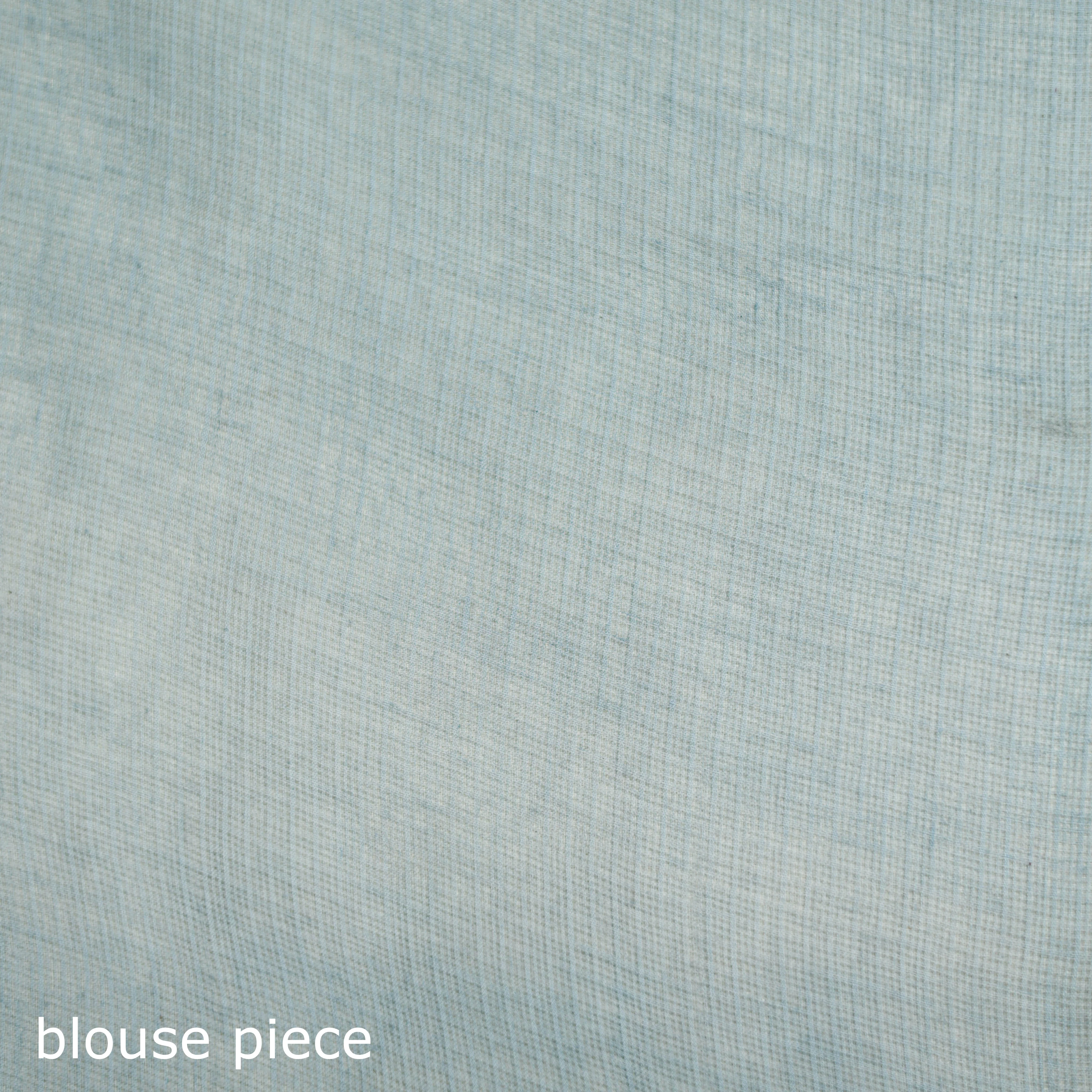 Blue - Nazaakat Kota Doria Cotton Plain Saree with Blouse & Jewellery Set 107 - Image 5