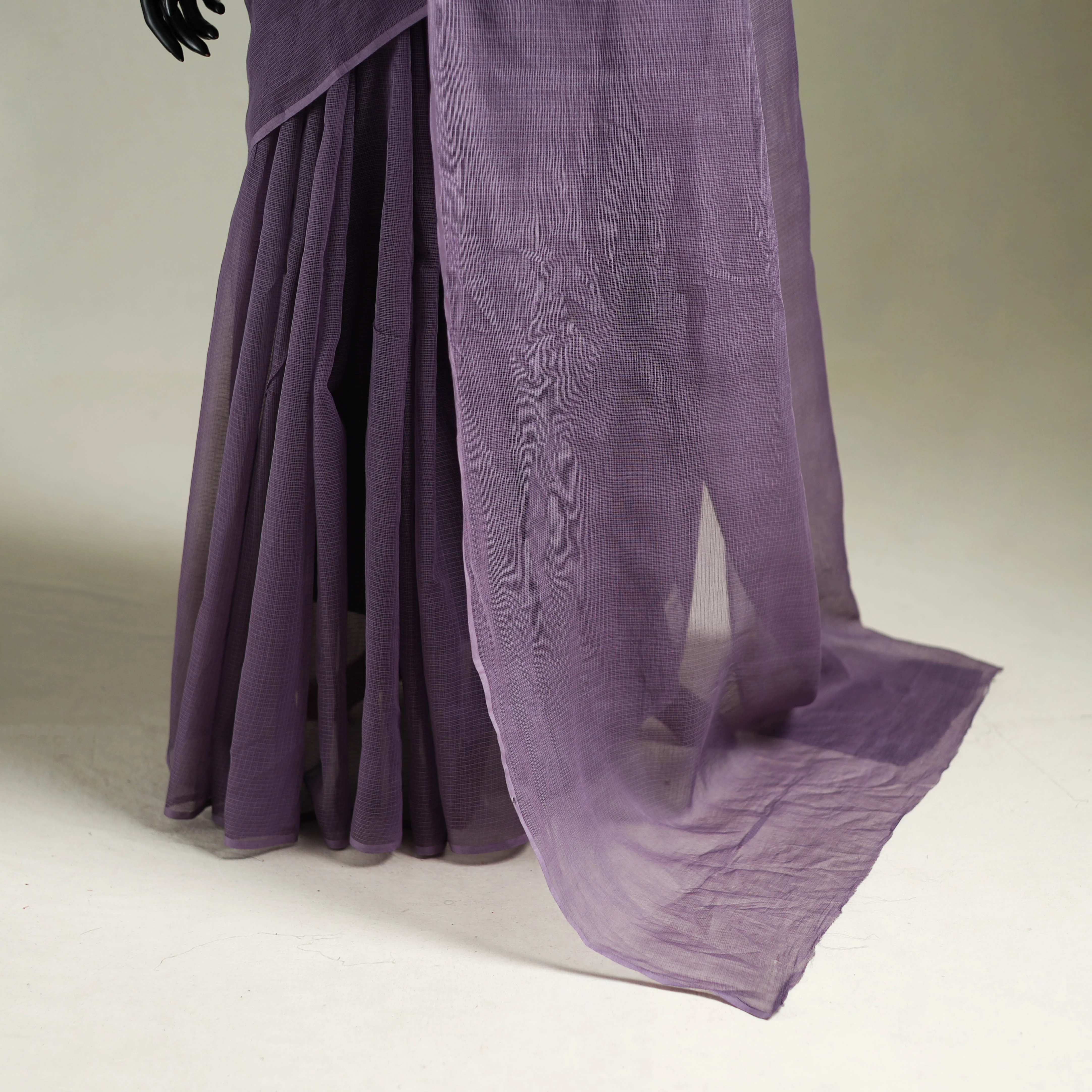 Purple - Nazaakat Kota Doria Cotton Plain Saree with Blouse & Jewellery Set 109 - Image 4