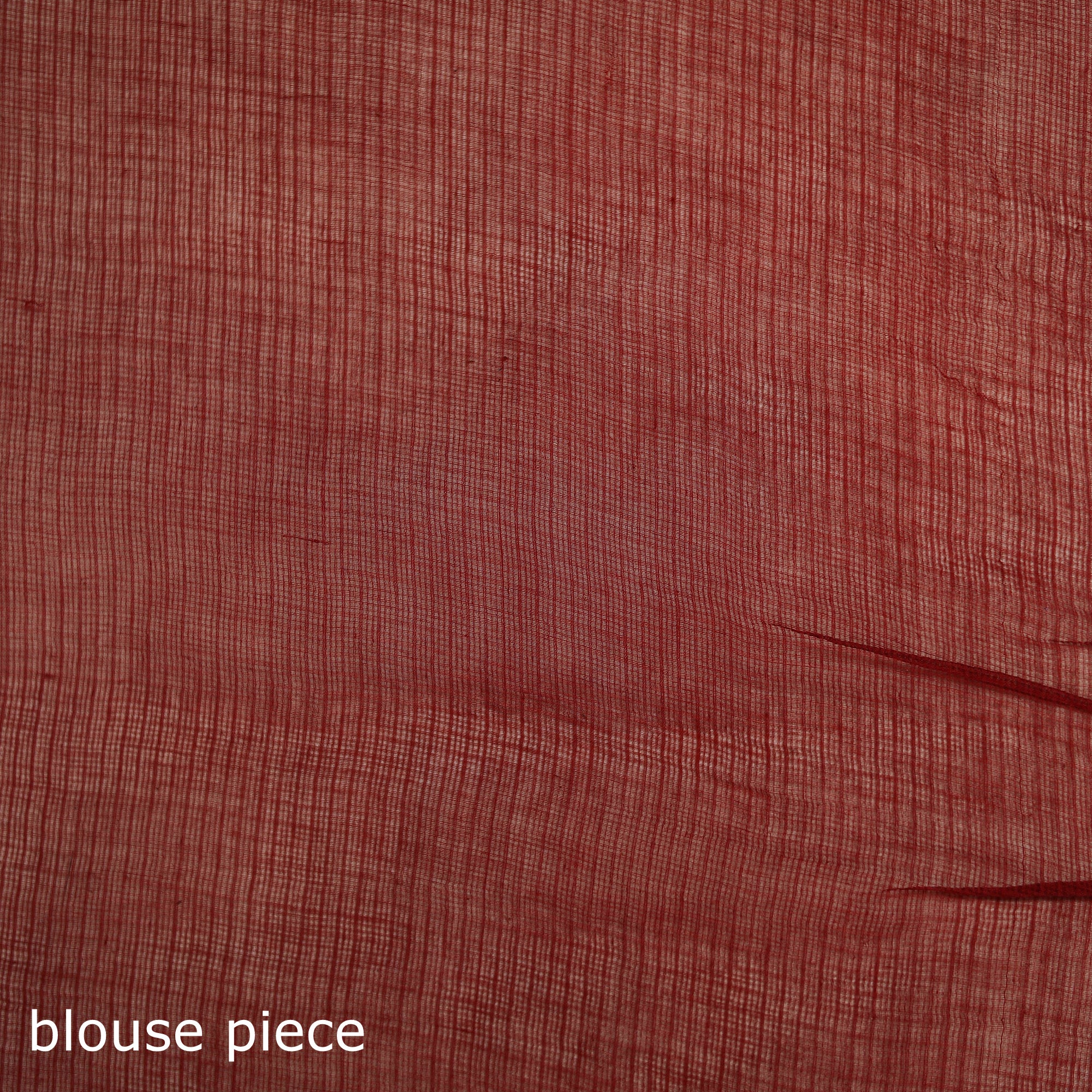 Red - Nazaakat Kota Doria Cotton Plain Saree with Blouse & Jewellery Set 139 - Image 5