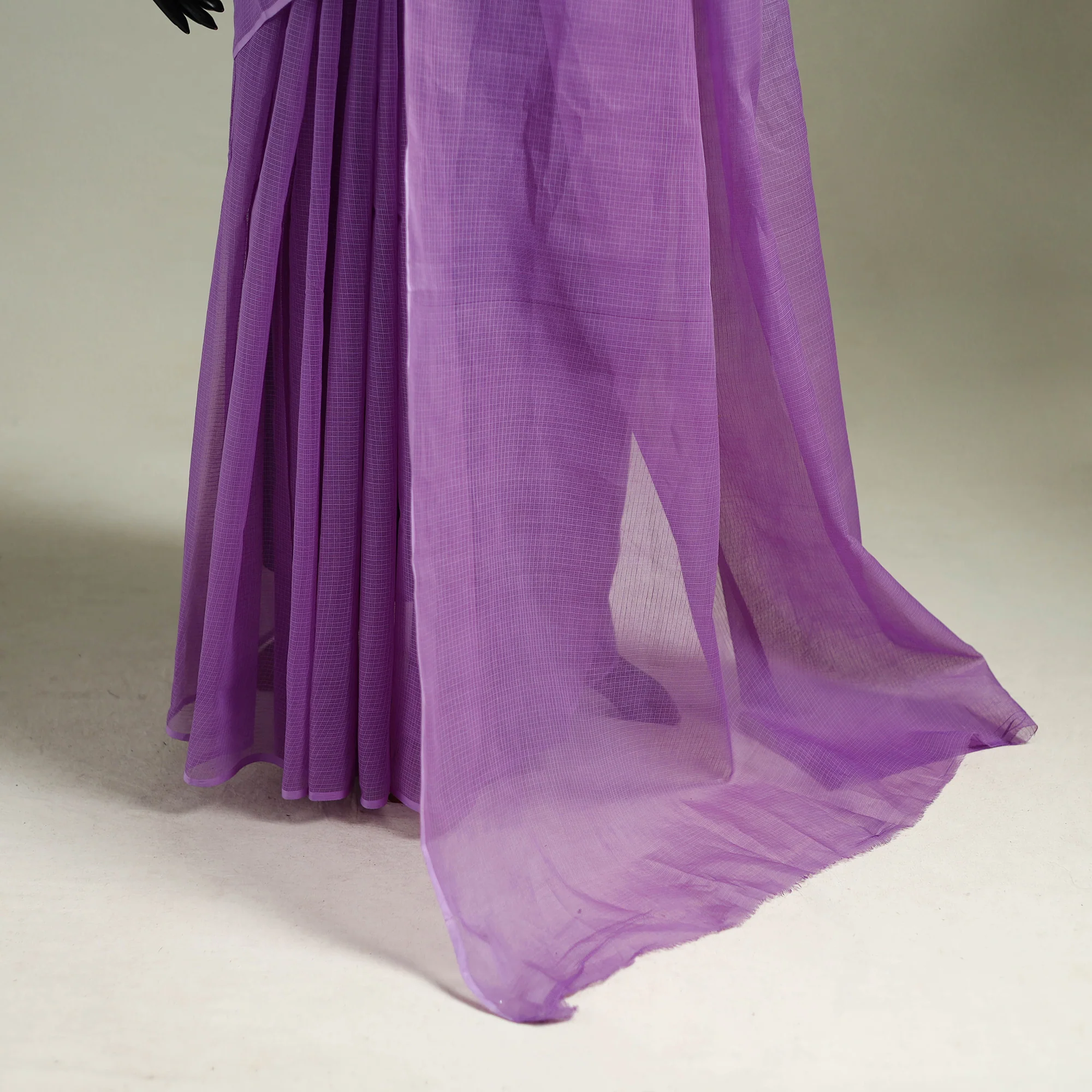 Purple - Nazaakat Kota Doria Cotton Plain Saree with Blouse & Jewellery Set 144 - Image 4