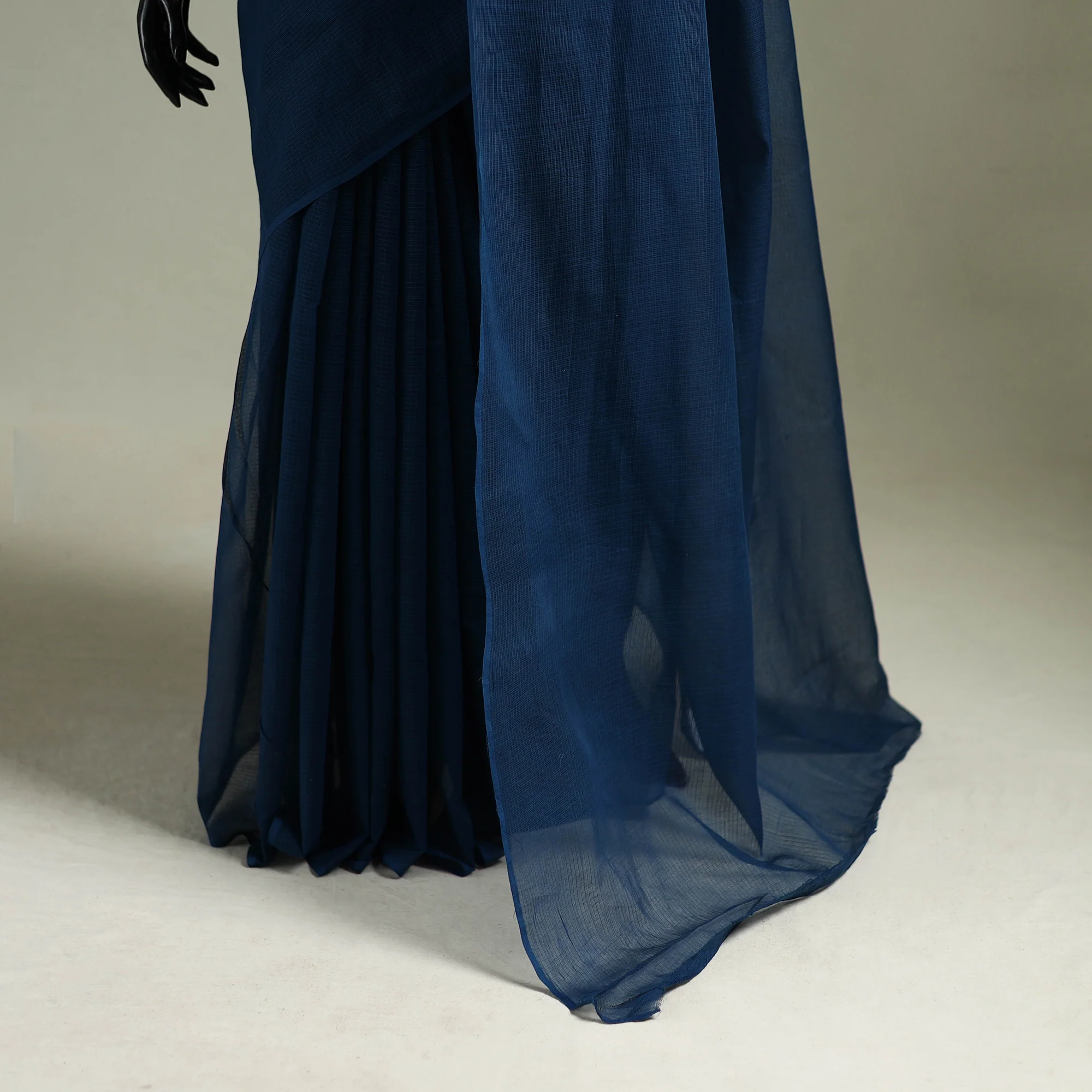 Blue - Nazaakat Kota Doria Cotton Plain Saree with Blouse & Jewellery Set 167 - Image 4