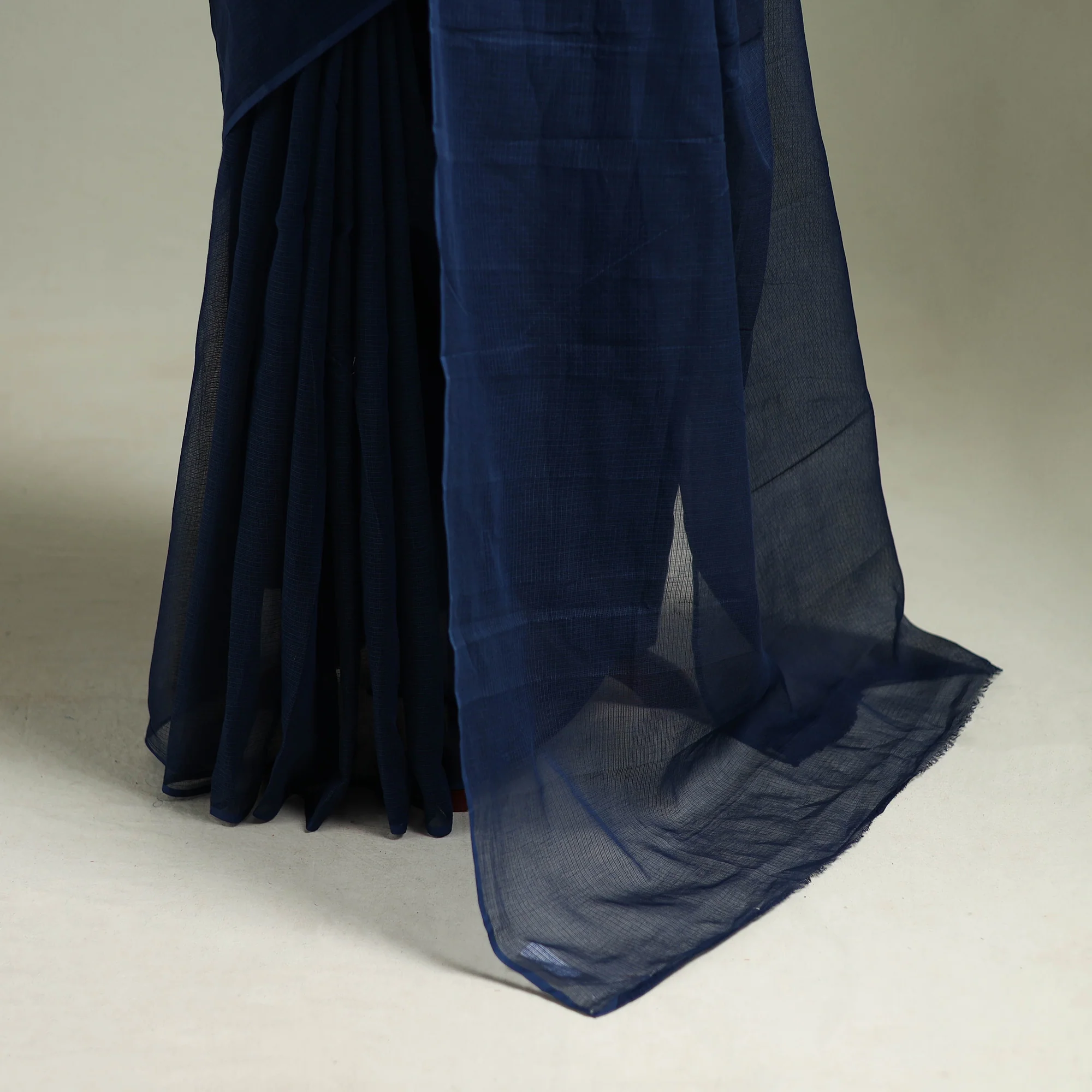 Blue - Nazaakat Kota Doria Cotton Plain Saree with Blouse & Jewellery Set 185 - Image 4