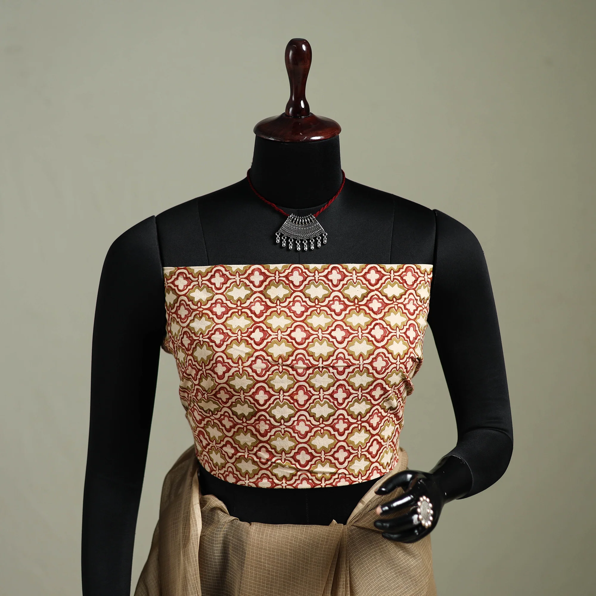 Brown - Nazaakat Kota Doria Cotton Plain Saree with Blouse & Jewellery Set 189 - Image 2