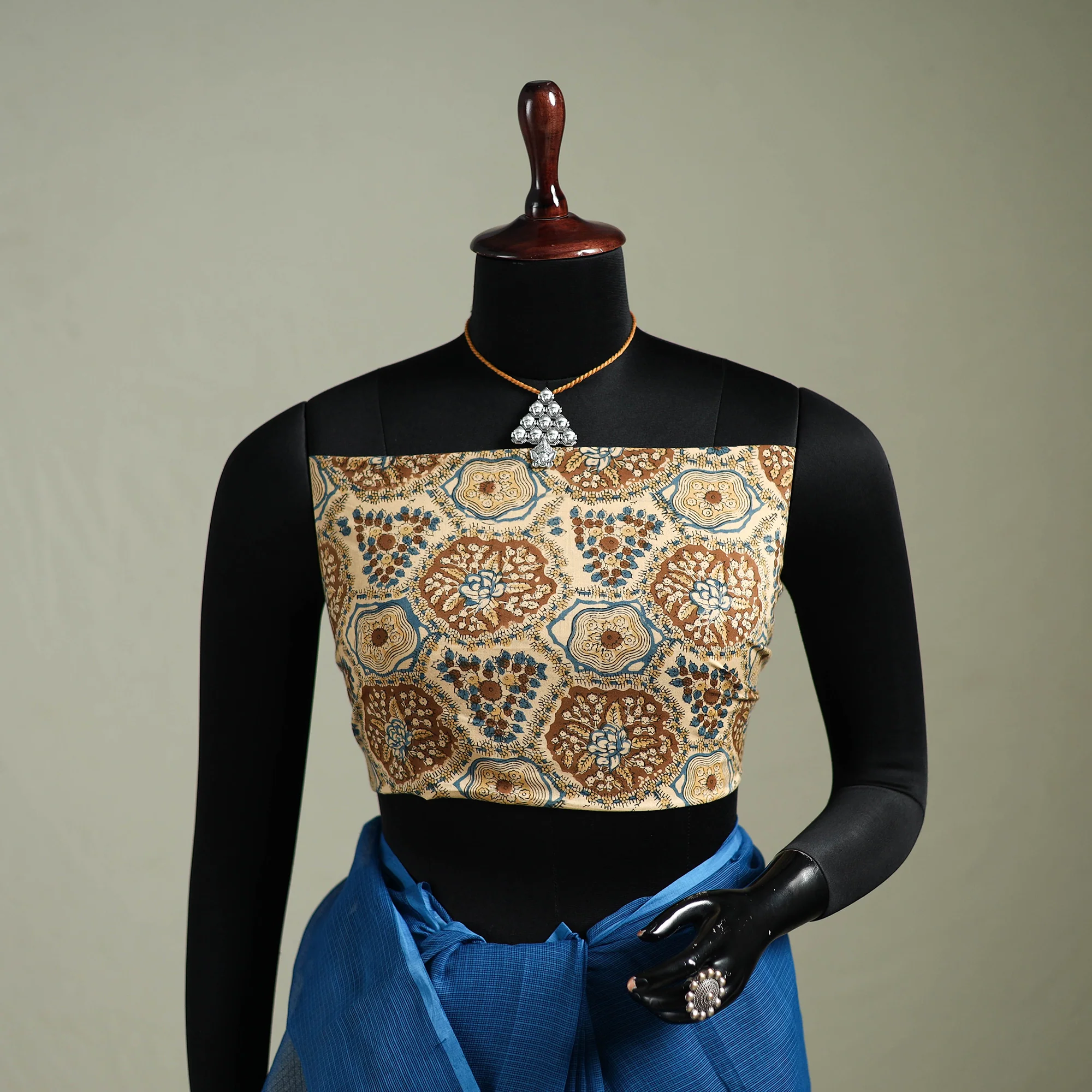 Blue - Nazaakat Kota Doria Cotton Plain Saree with Blouse & Jewellery Set 28 - Image 2