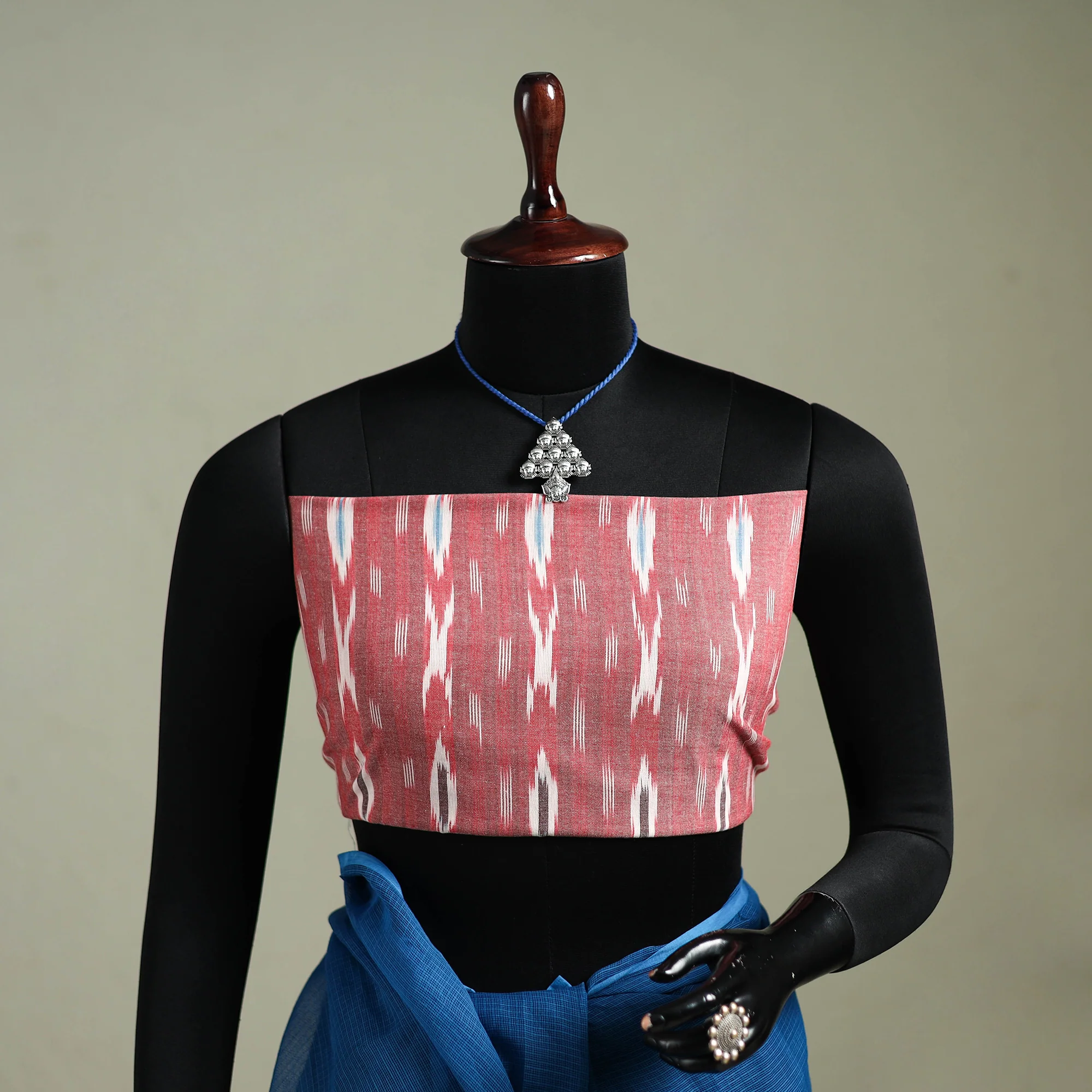 Blue - Nazaakat Kota Doria Cotton Plain Saree with Blouse & Jewellery Set 29 - Image 2