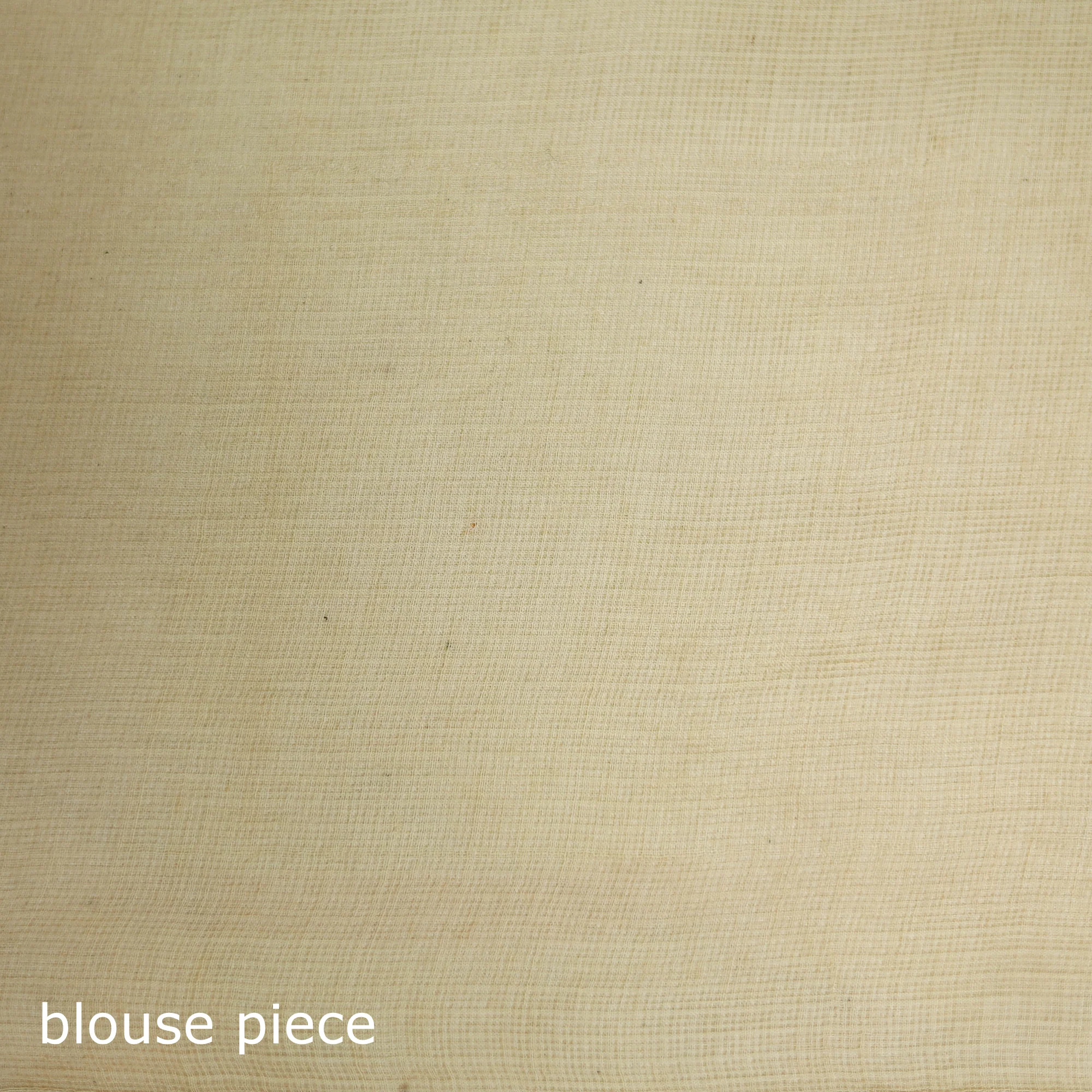 Beige - Nazaakat Kota Doria Cotton Plain Saree with Blouse & Jewellery Set 30 - Image 5