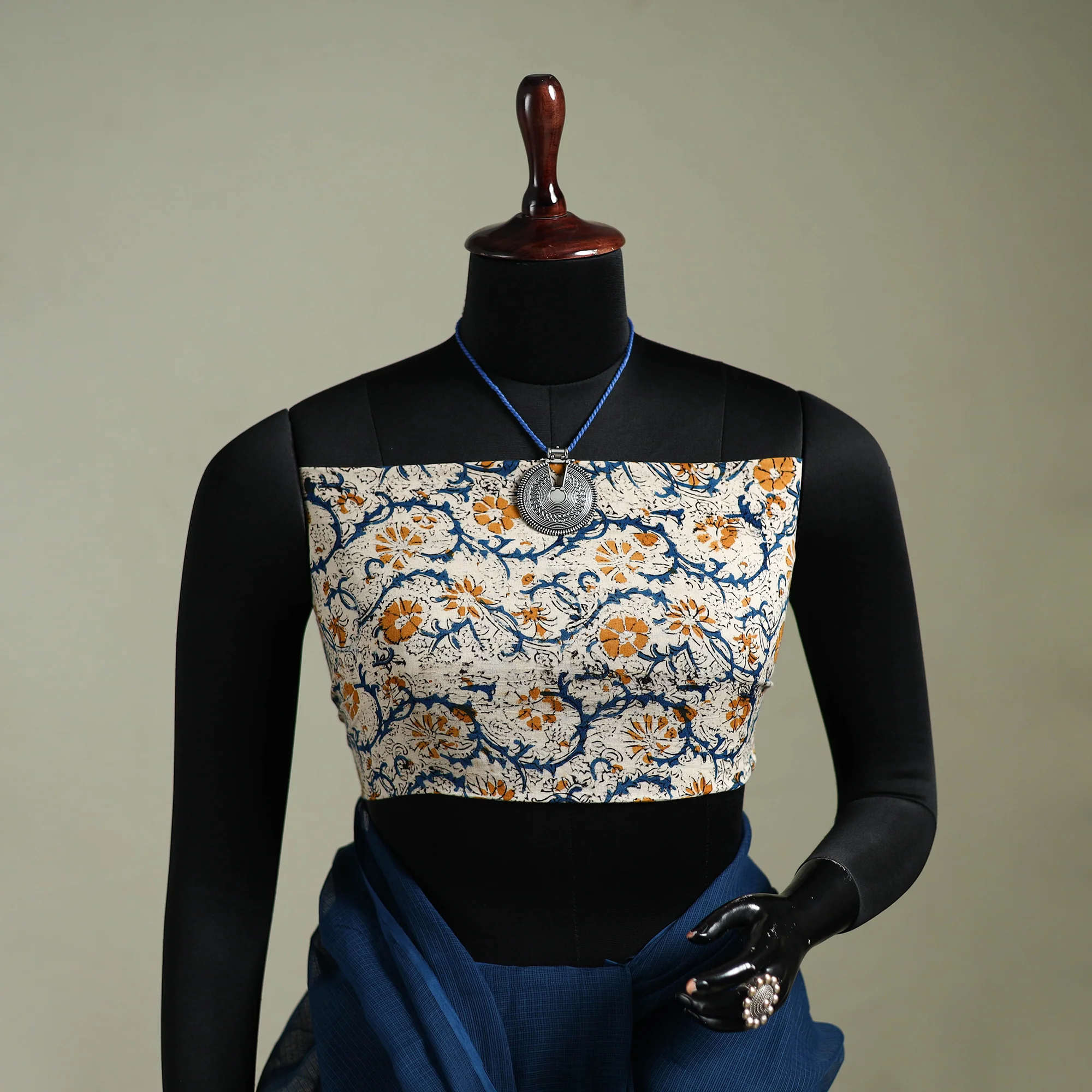Blue - Nazaakat Kota Doria Cotton Plain Saree with Blouse & Jewellery Set 33 - Image 2