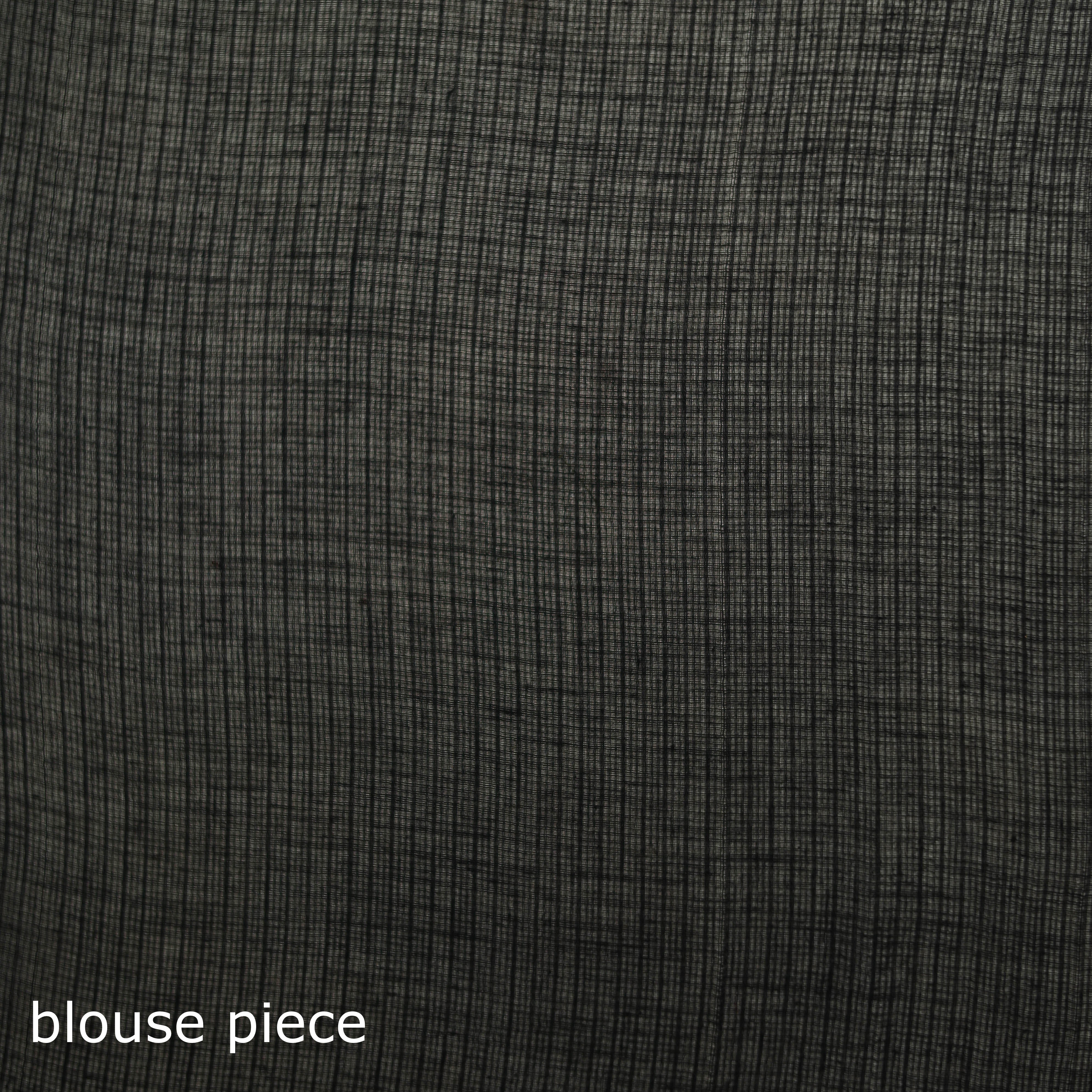 Black - Nazaakat Kota Doria Cotton Plain Saree with Blouse & Jewellery Set 41 - Image 5