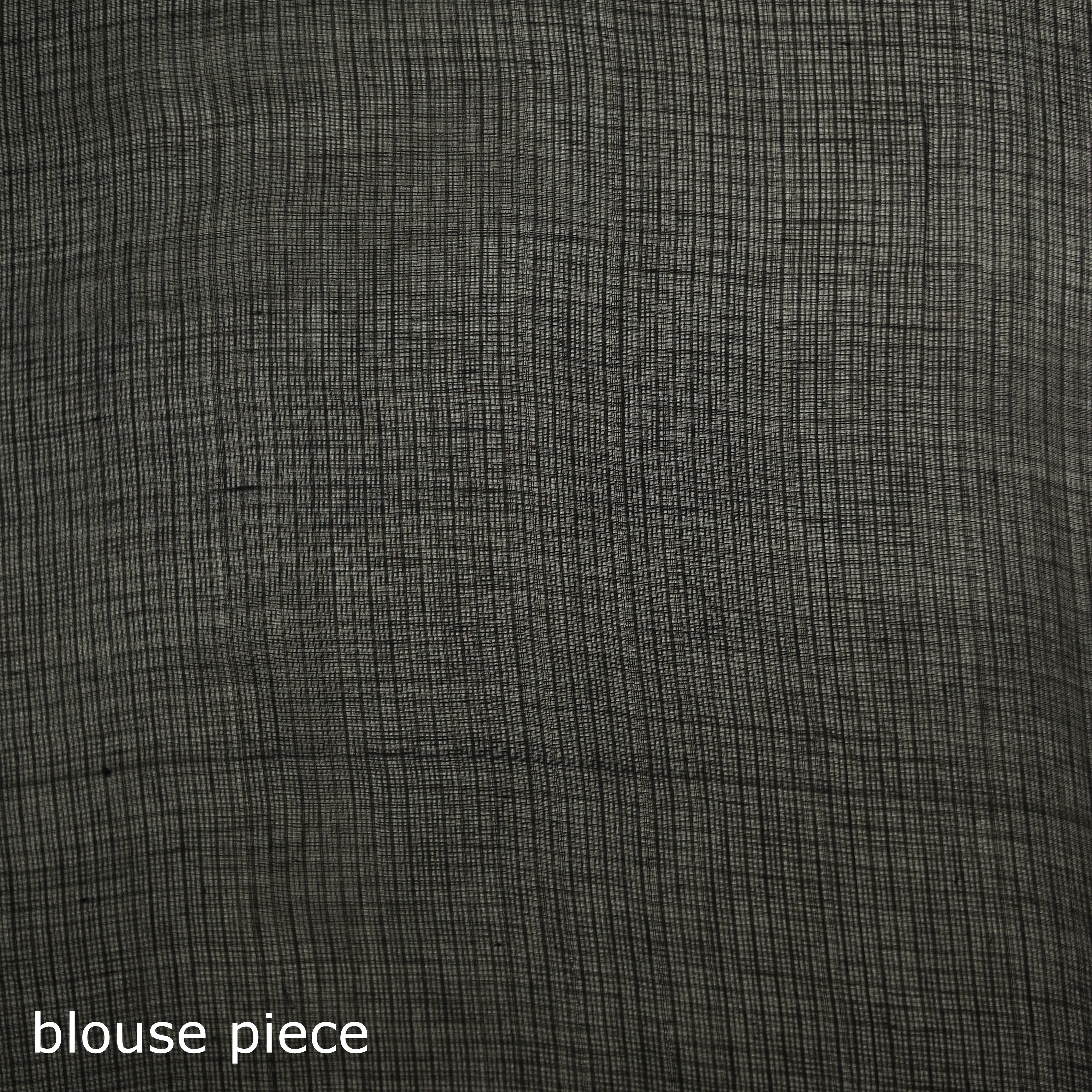 Black - Nazaakat Kota Doria Cotton Plain Saree with Blouse & Jewellery Set 43 - Image 5