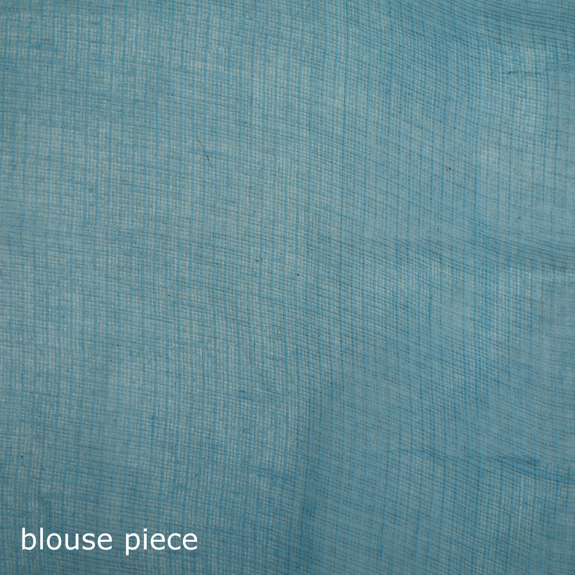 Blue - Nazaakat Kota Doria Cotton Plain Saree with Blouse & Jewellery Set 55 - Image 5
