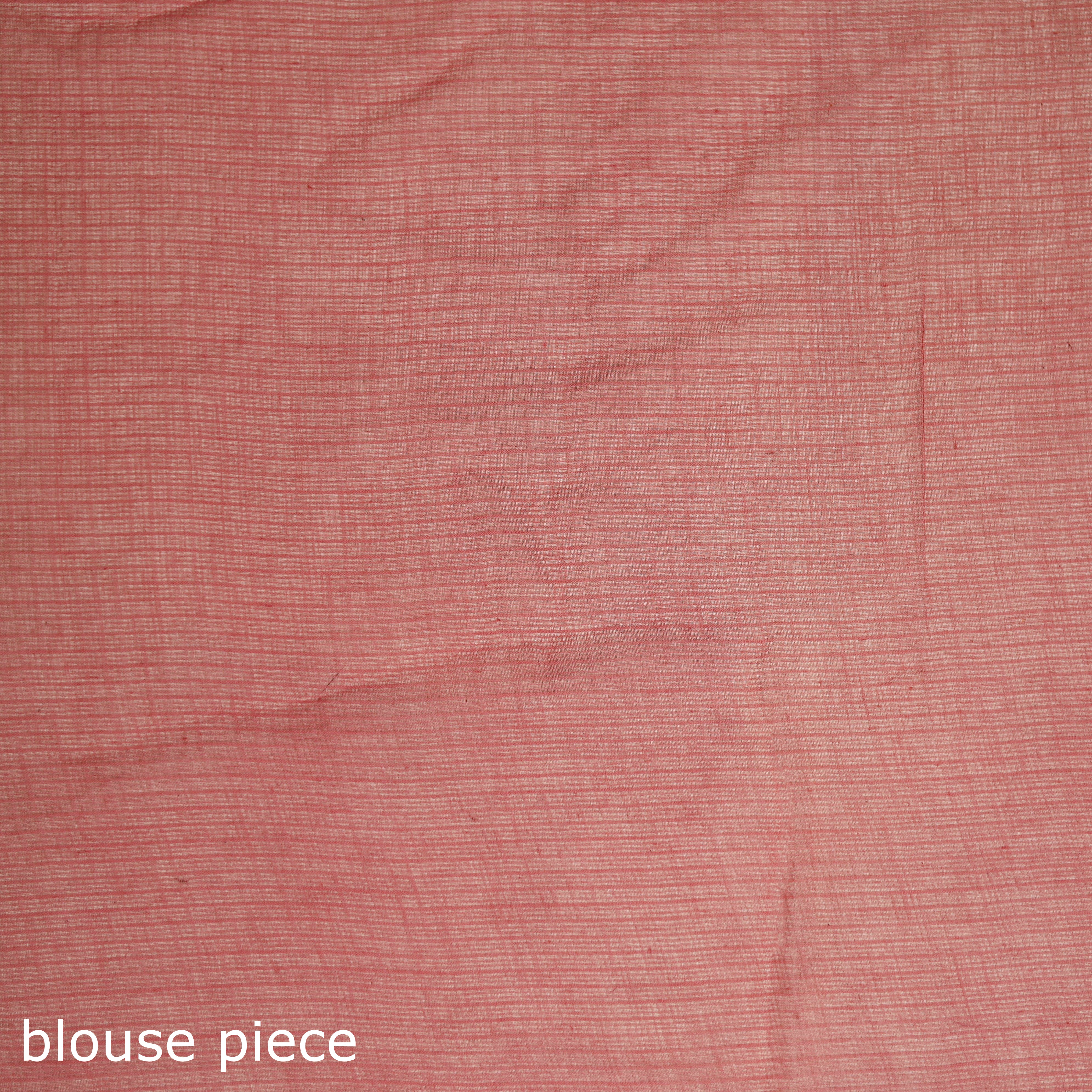 Red - Nazaakat Kota Doria Cotton Plain Saree with Blouse & Jewellery Set 60 - Image 5