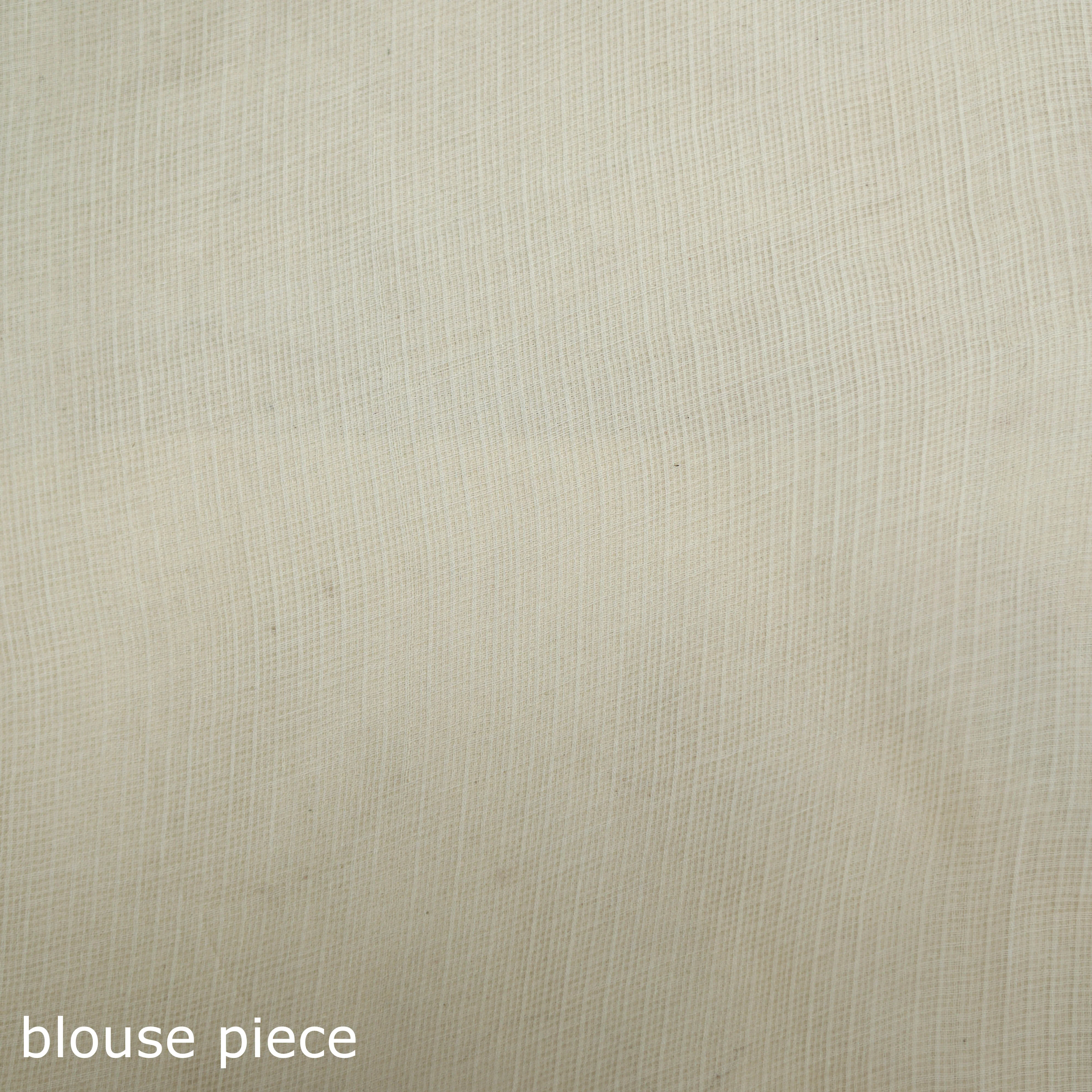 Beige - Nazaakat Kota Doria Cotton Plain Saree with Blouse & Jewellery Set 69 - Image 5