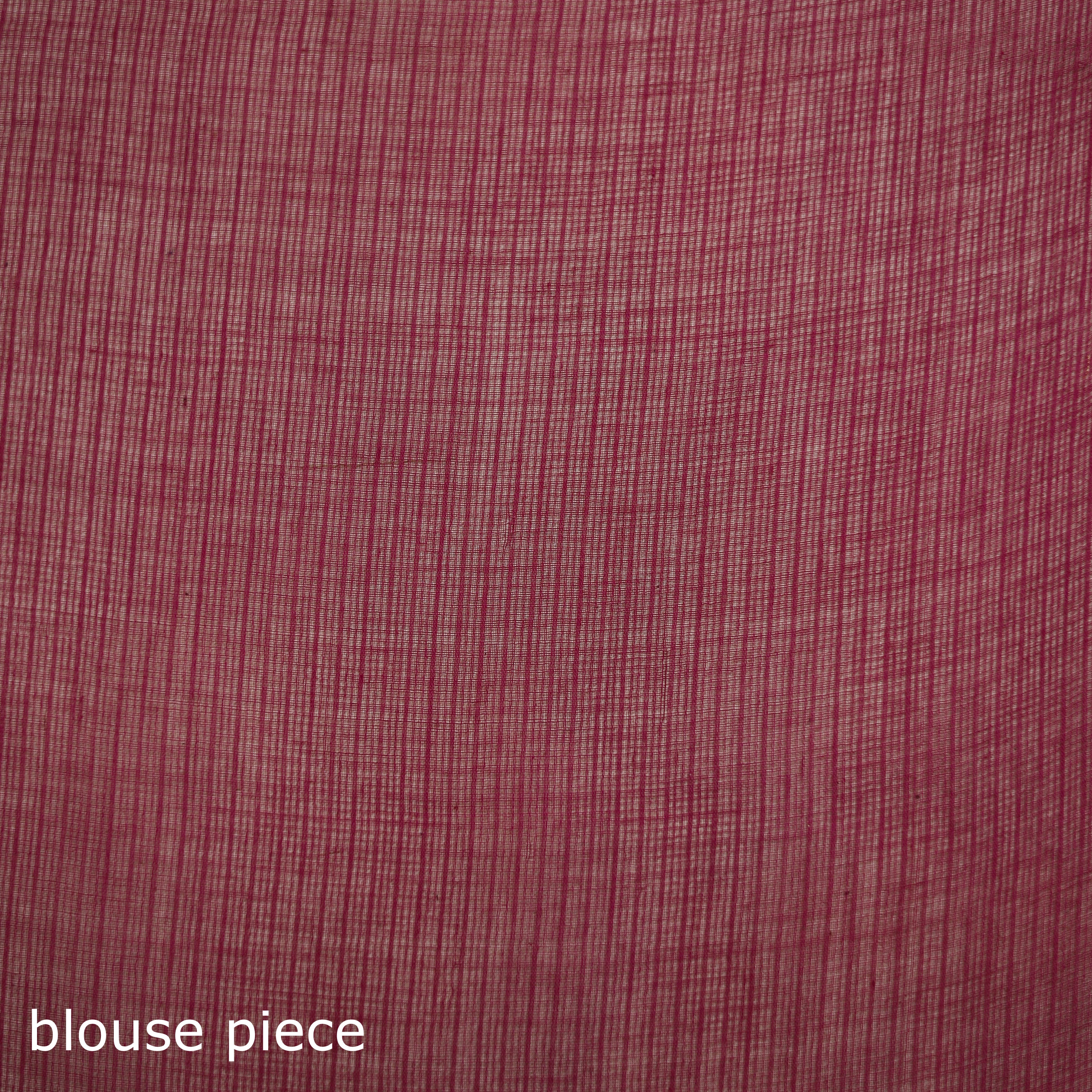 Pink - Nazaakat Kota Doria Cotton Plain Saree with Blouse & Jewellery Set 71 - Image 5