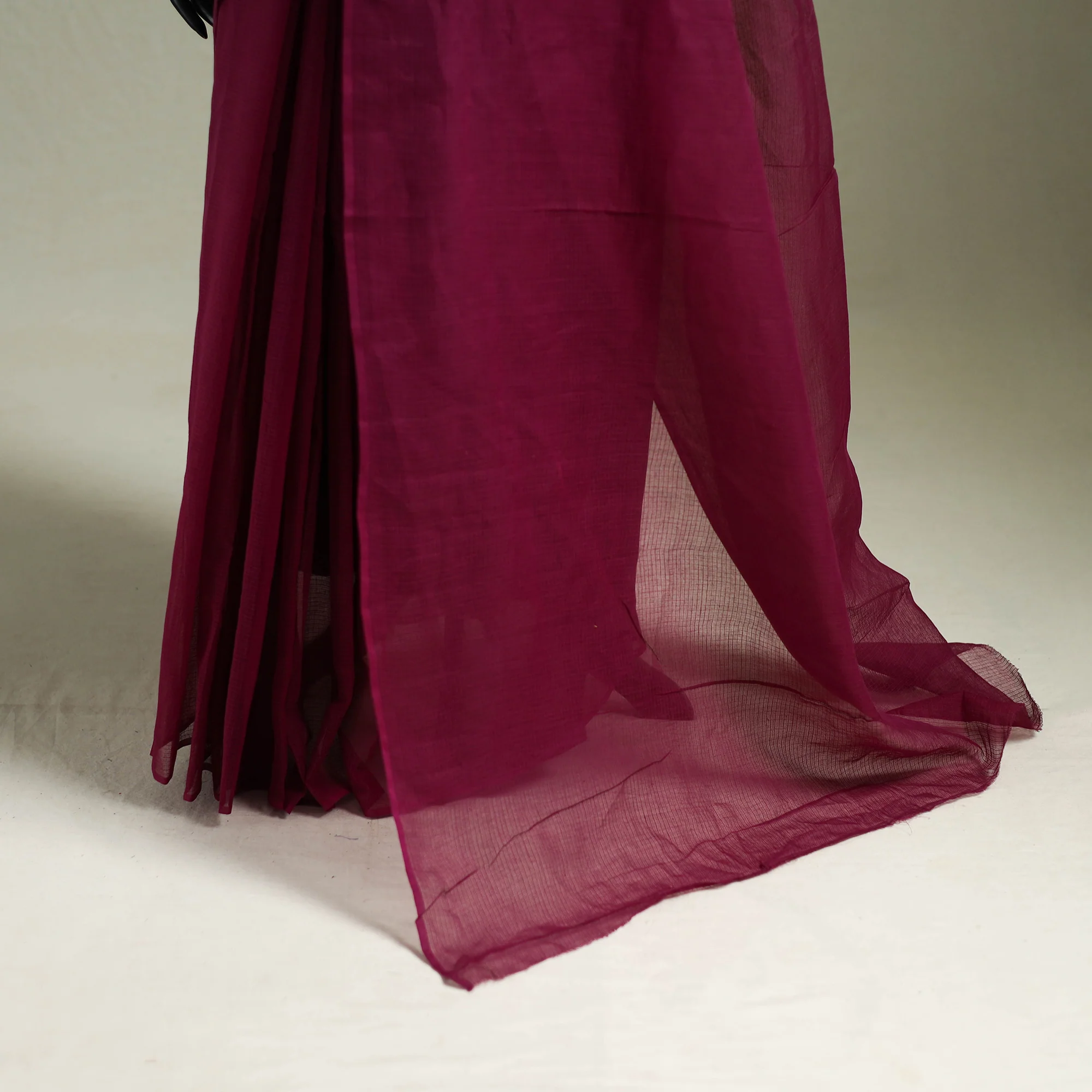 Purple - Nazaakat Kota Doria Cotton Plain Saree with Blouse & Jewellery Set 73 - Image 4