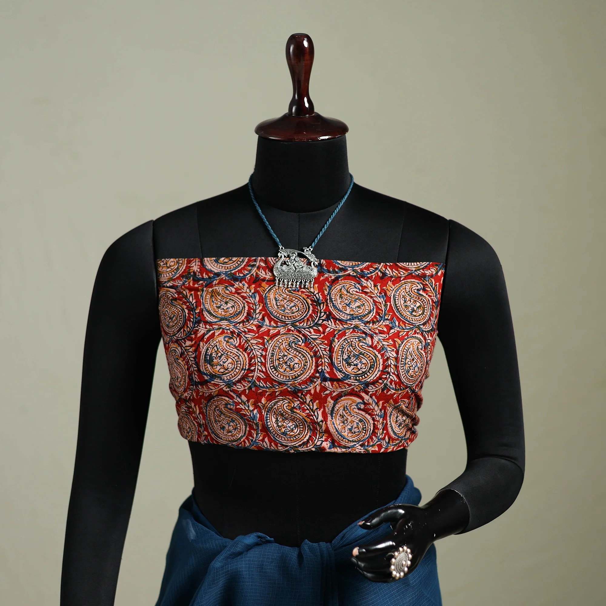 Blue - Nazaakat Kota Doria Cotton Plain Saree with Blouse & Jewellery Set 85 - Image 2