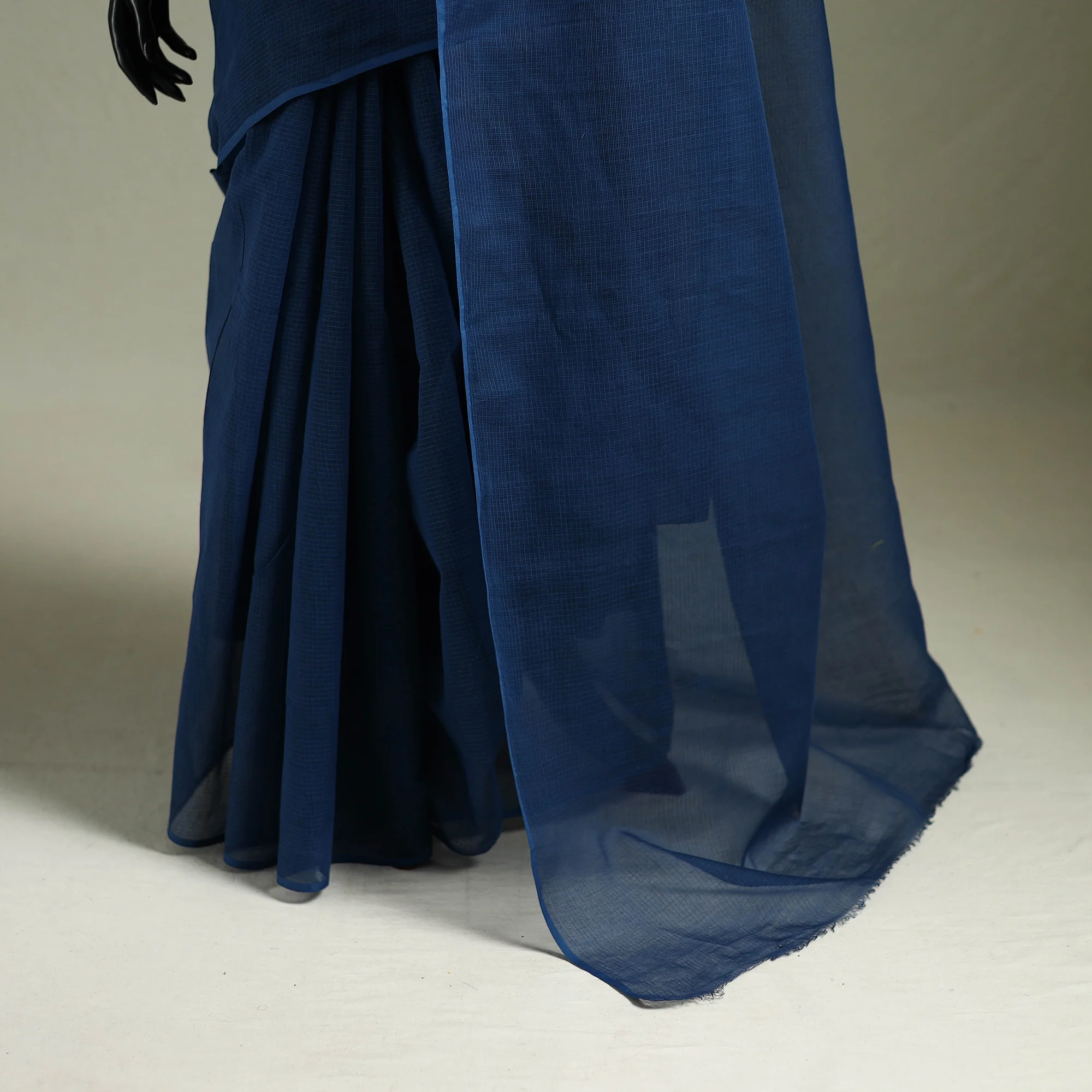 Blue - Nazaakat Kota Doria Cotton Plain Saree with Blouse & Jewellery Set 91 - Image 4