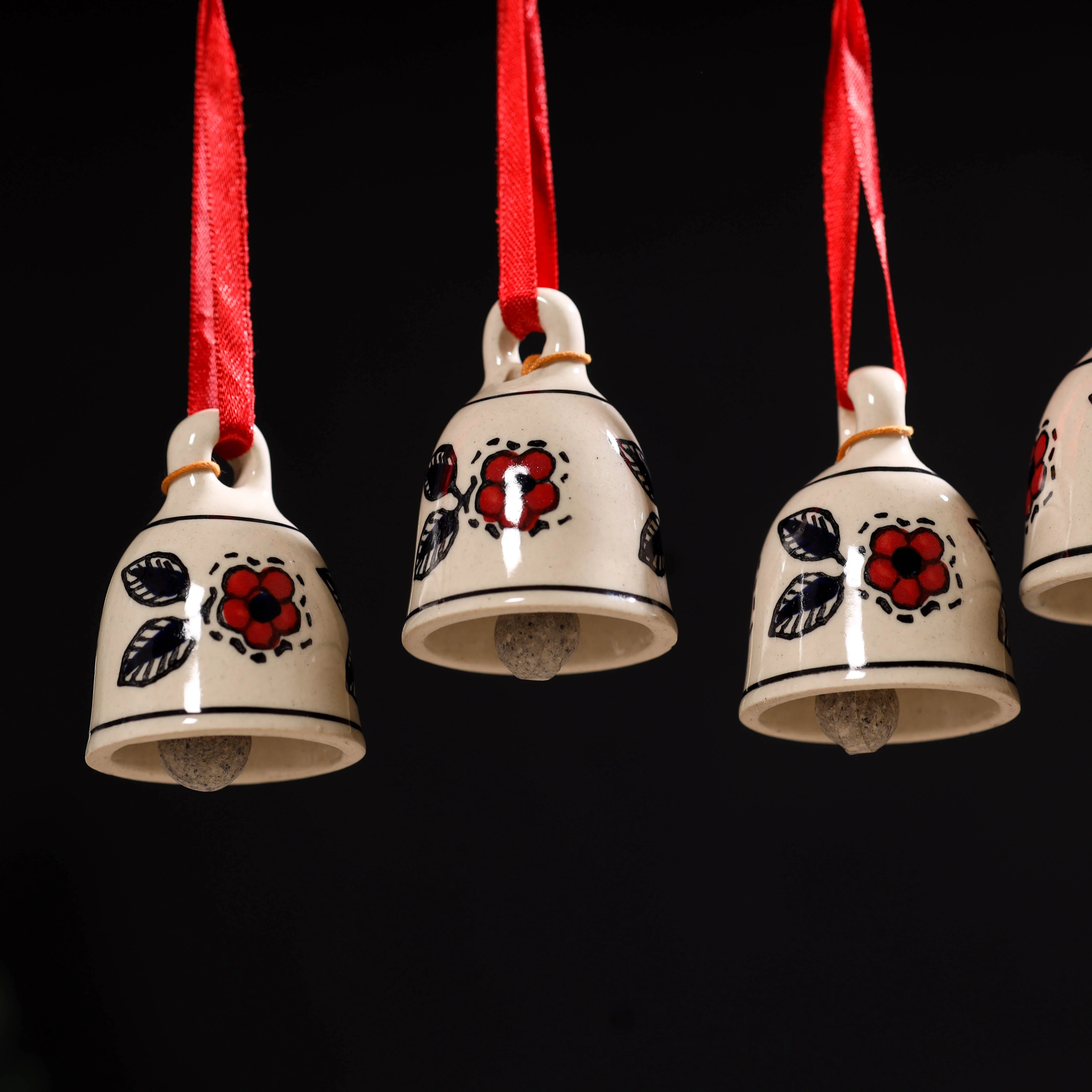 Multicolor - Original Blue Pottery Ceramic Decorative Hanging Bells (Set of 4) 06 - Image 3