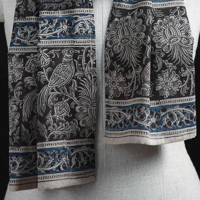 Pedana Block Print Natural Dyed Cotton Kalamkari Stole 63 - Image 2