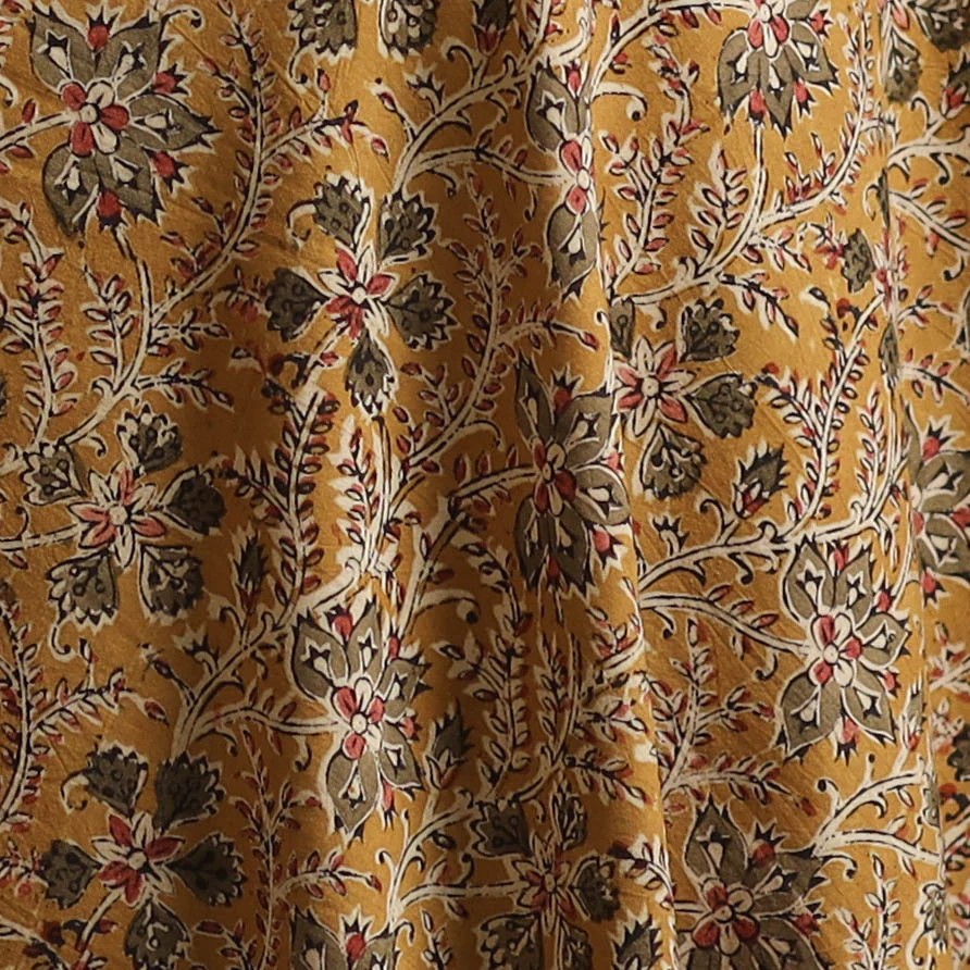 Pedana Hand Block Printed Natural Dyed Cotton Kalamkari Fabric 01 - Image 3