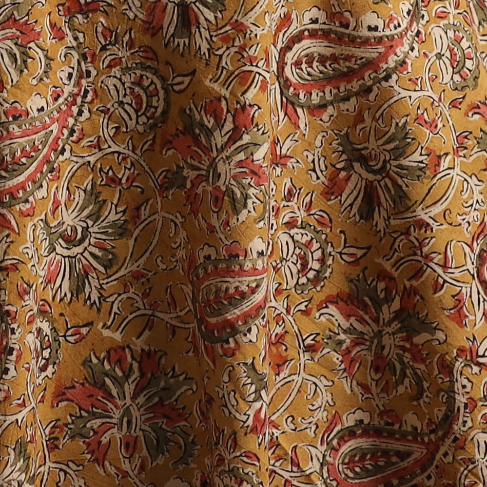 Pedana Hand Block Printed Natural Dyed Cotton Kalamkari Fabric 03 - Image 3