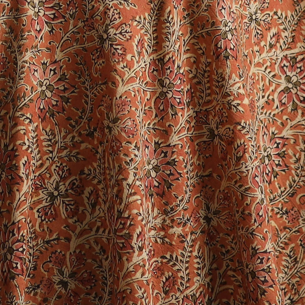 Pedana Hand Block Printed Natural Dyed Cotton Kalamkari Fabric 05 - Image 3