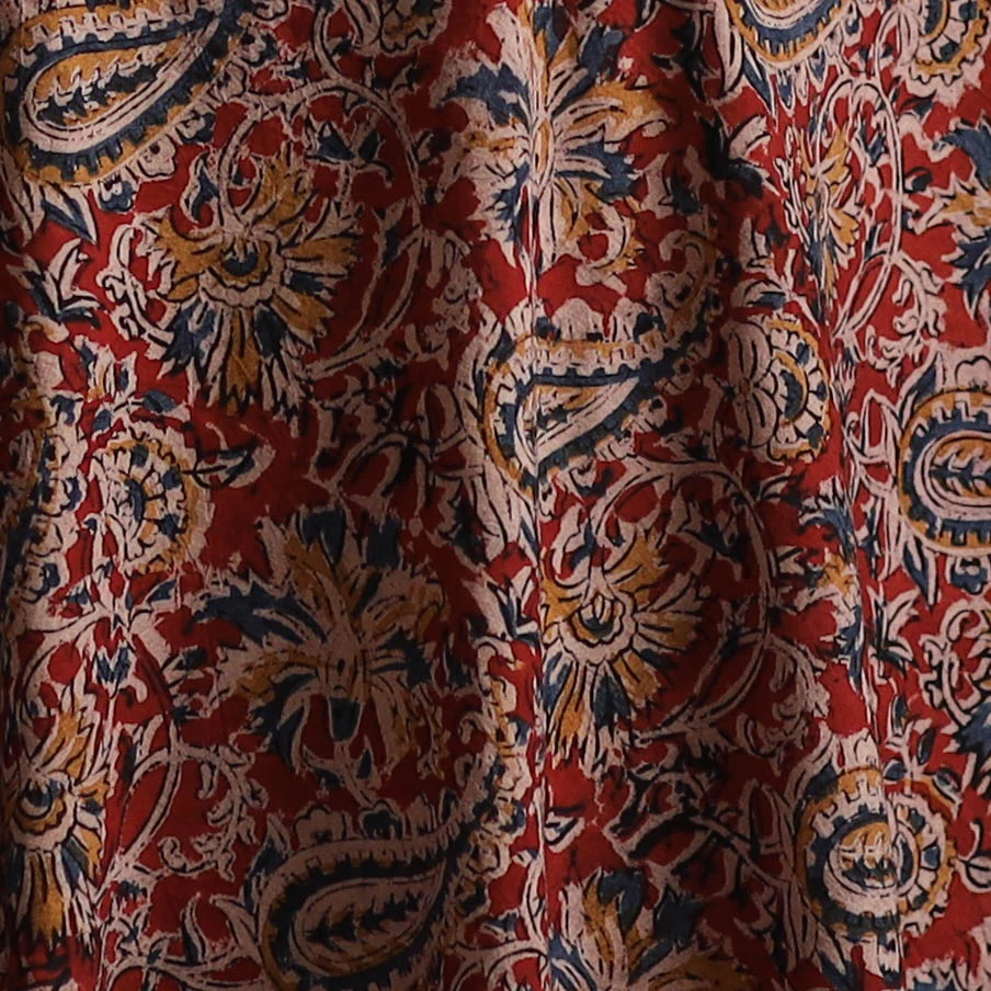 Pedana Hand Block Printed Natural Dyed Cotton Kalamkari Fabric 06 - Image 3