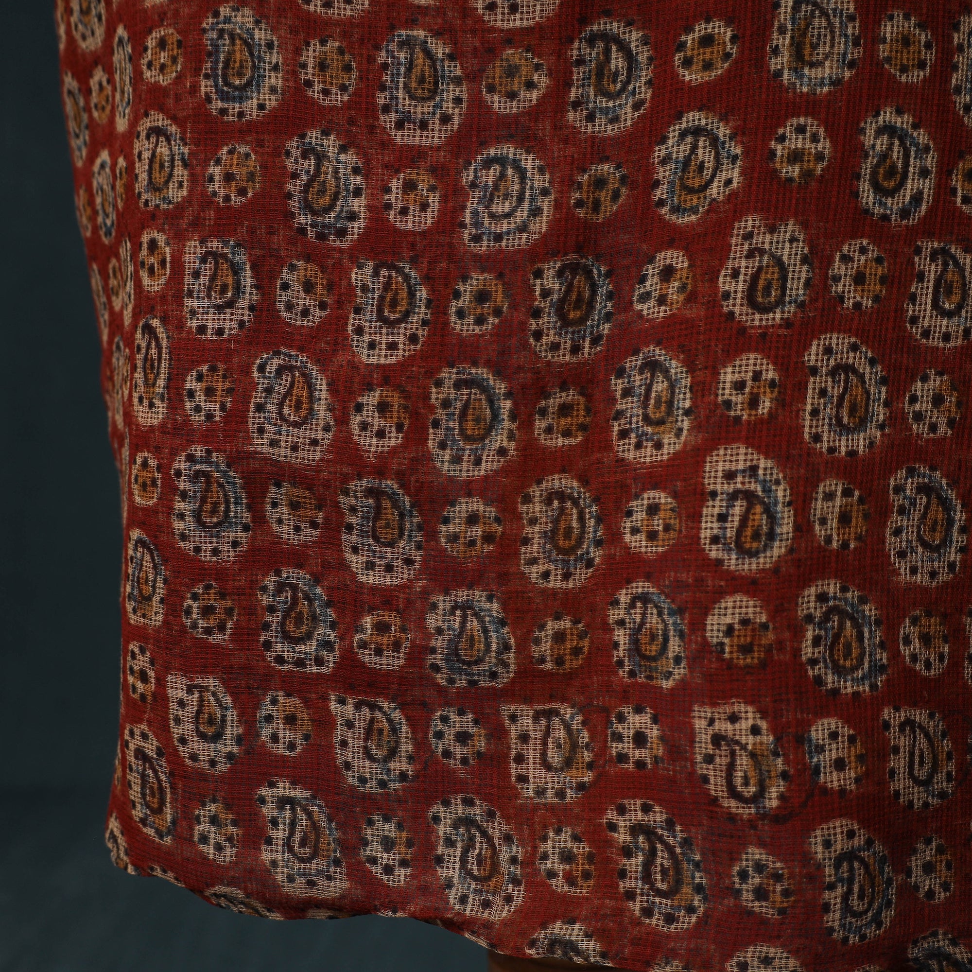 Pedana Kalamkari Block Print Kota Doria Cotton 2pc Unstitched Dress Material Kurta Set 01 - Image 5