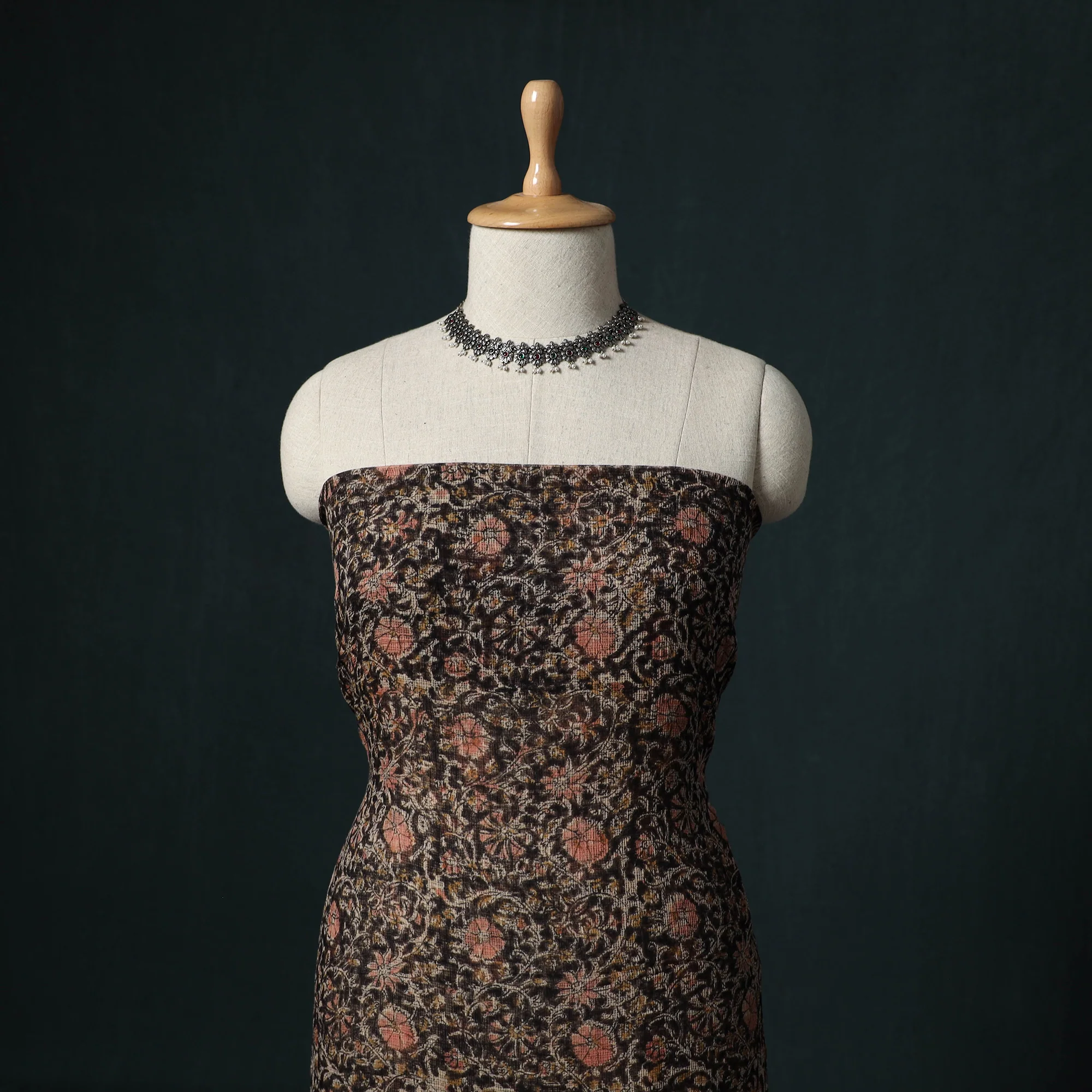 Pedana Kalamkari Block Print Kota Doria Cotton 2pc Unstitched Dress Material Kurta Set 03 - Image 2