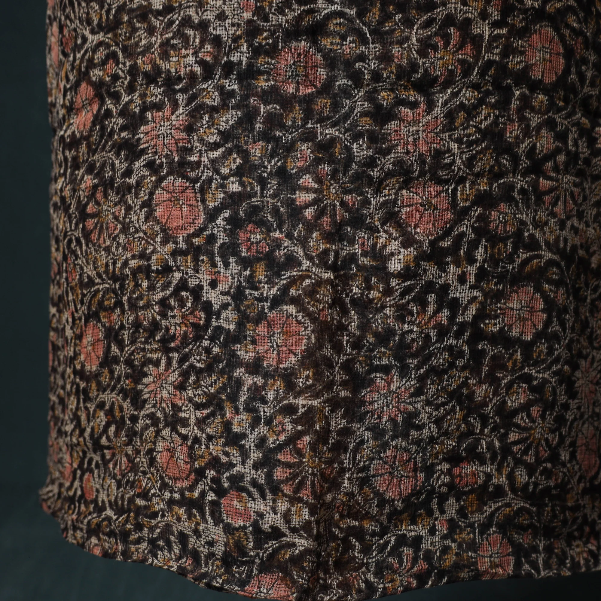 Pedana Kalamkari Block Print Kota Doria Cotton 2pc Unstitched Dress Material Kurta Set 03 - Image 5