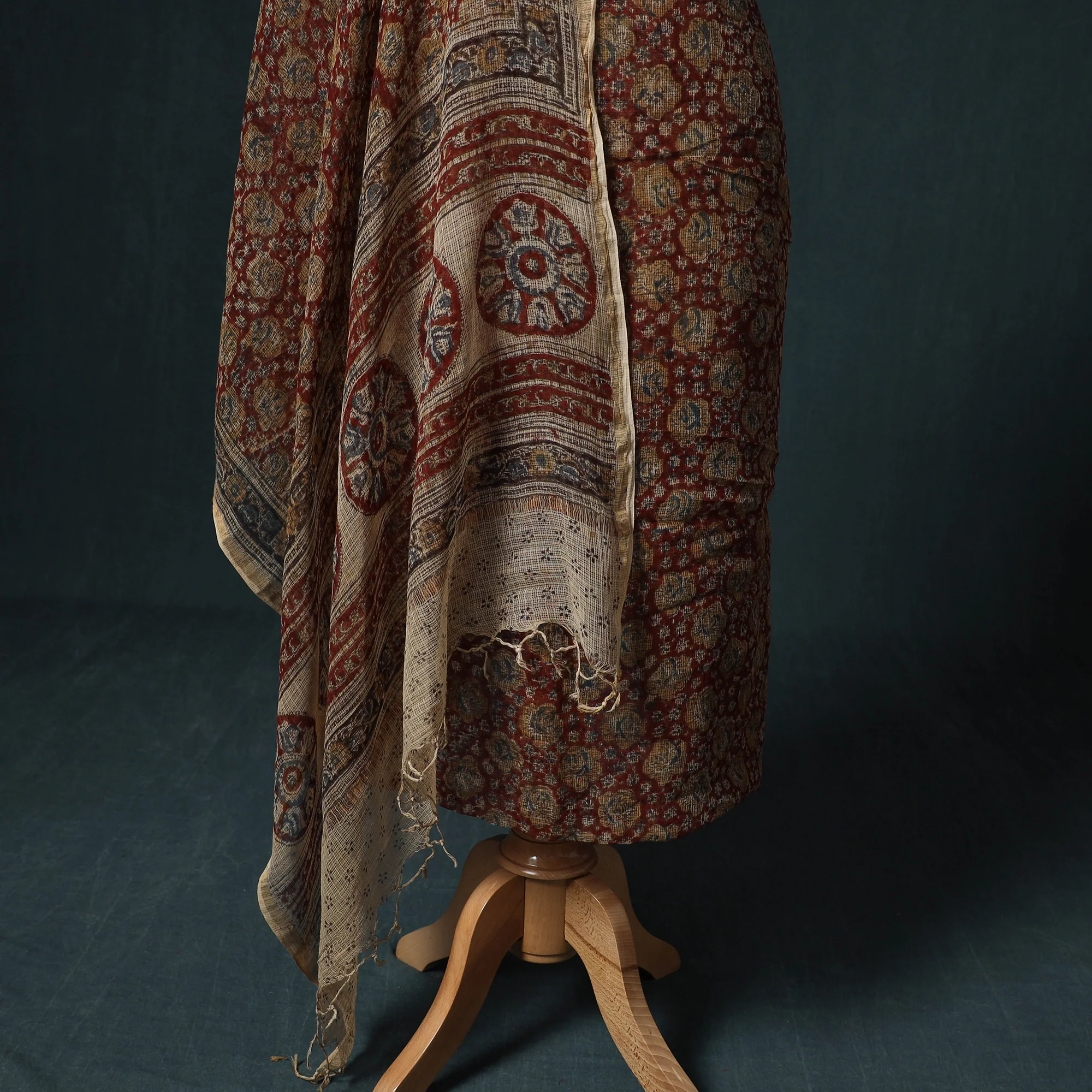 Pedana Kalamkari Block Print Kota Doria Cotton 2pc Unstitched Dress Material Kurta Set 04 - Image 4
