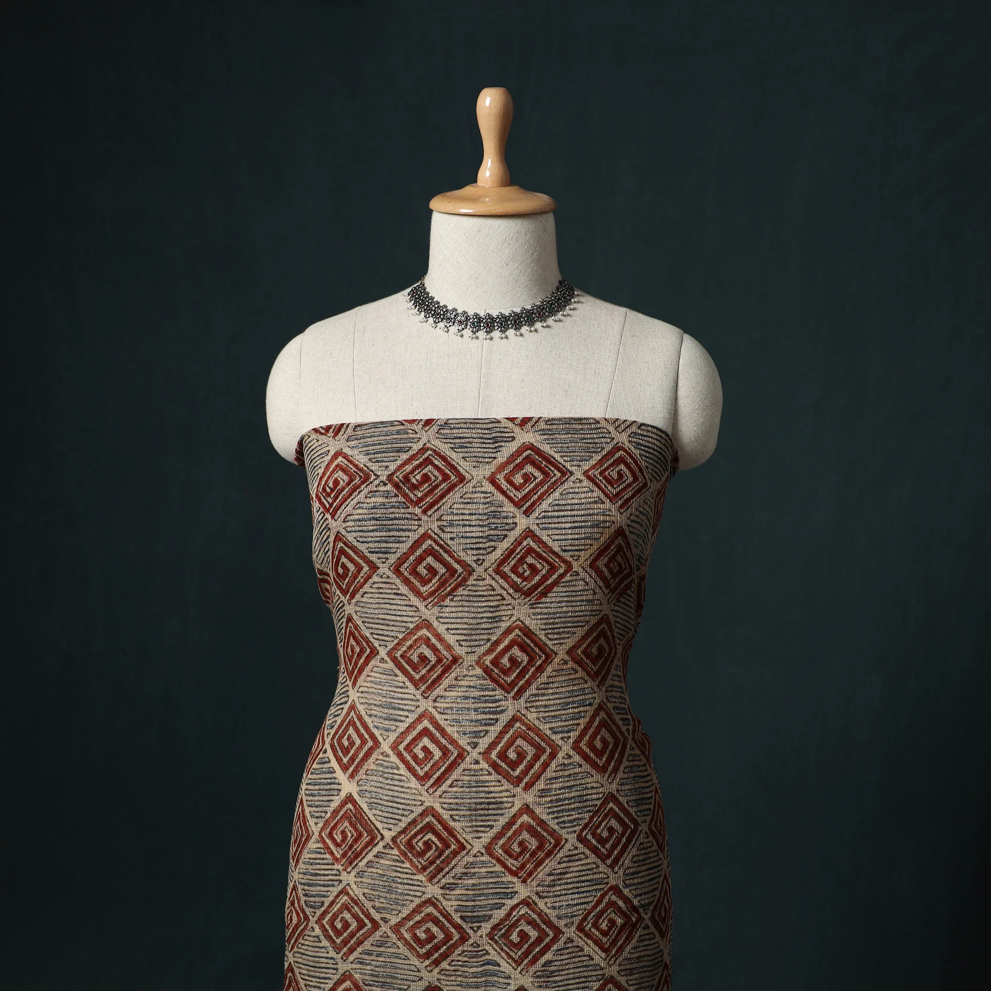 Pedana Kalamkari Block Print Kota Doria Cotton 2pc Unstitched Dress Material Kurta Set 06 - Image 2