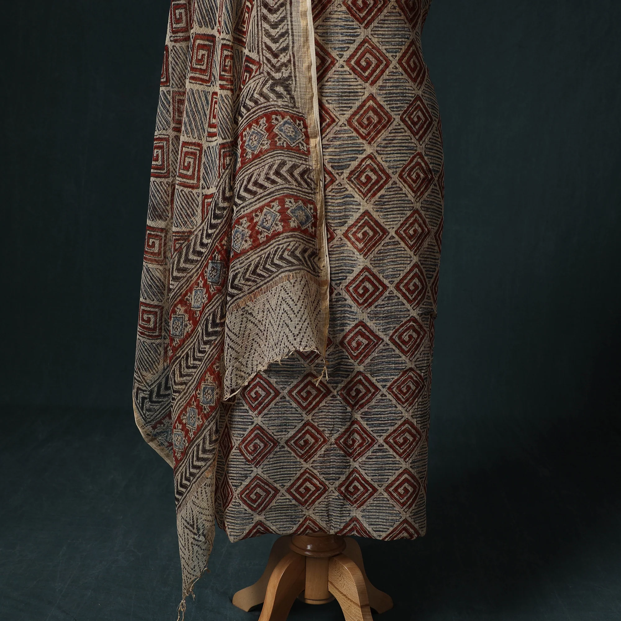Pedana Kalamkari Block Print Kota Doria Cotton 2pc Unstitched Dress Material Kurta Set 06 - Image 4