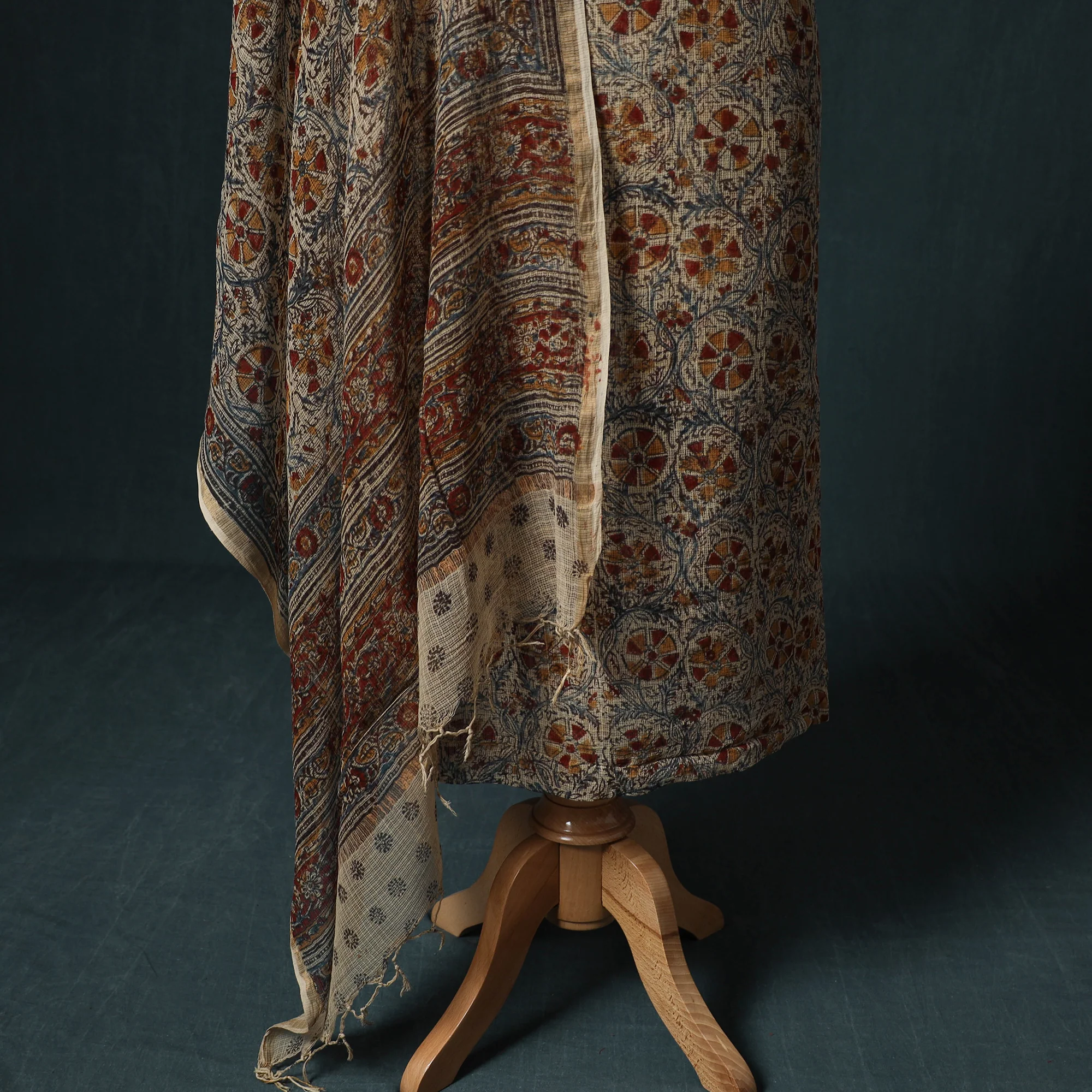 Pedana Kalamkari Block Print Kota Doria Cotton 2pc Unstitched Dress Material Kurta Set 07 - Image 4