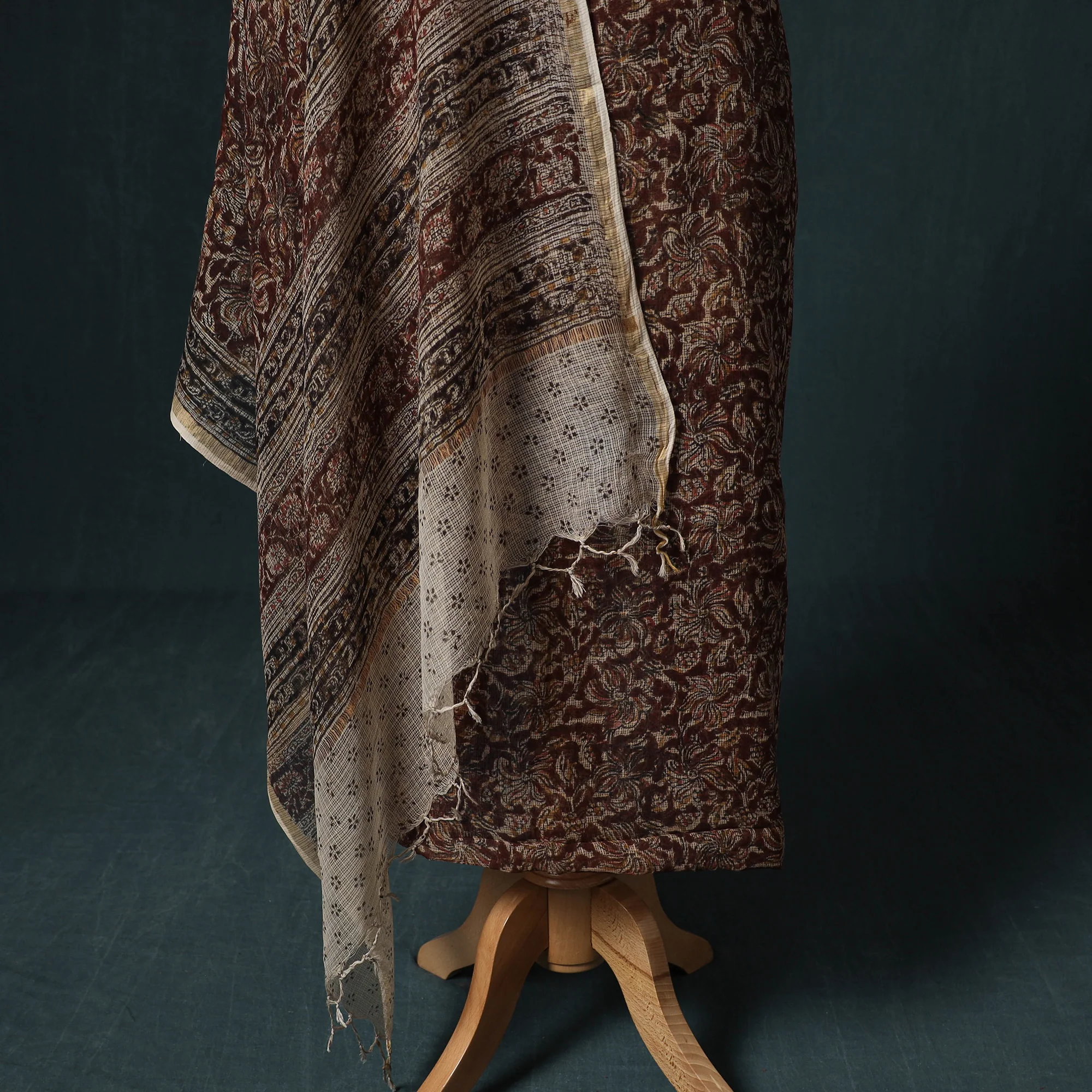 Pedana Kalamkari Block Print Kota Doria Cotton 2pc Unstitched Dress Material Kurta Set 08 - Image 4