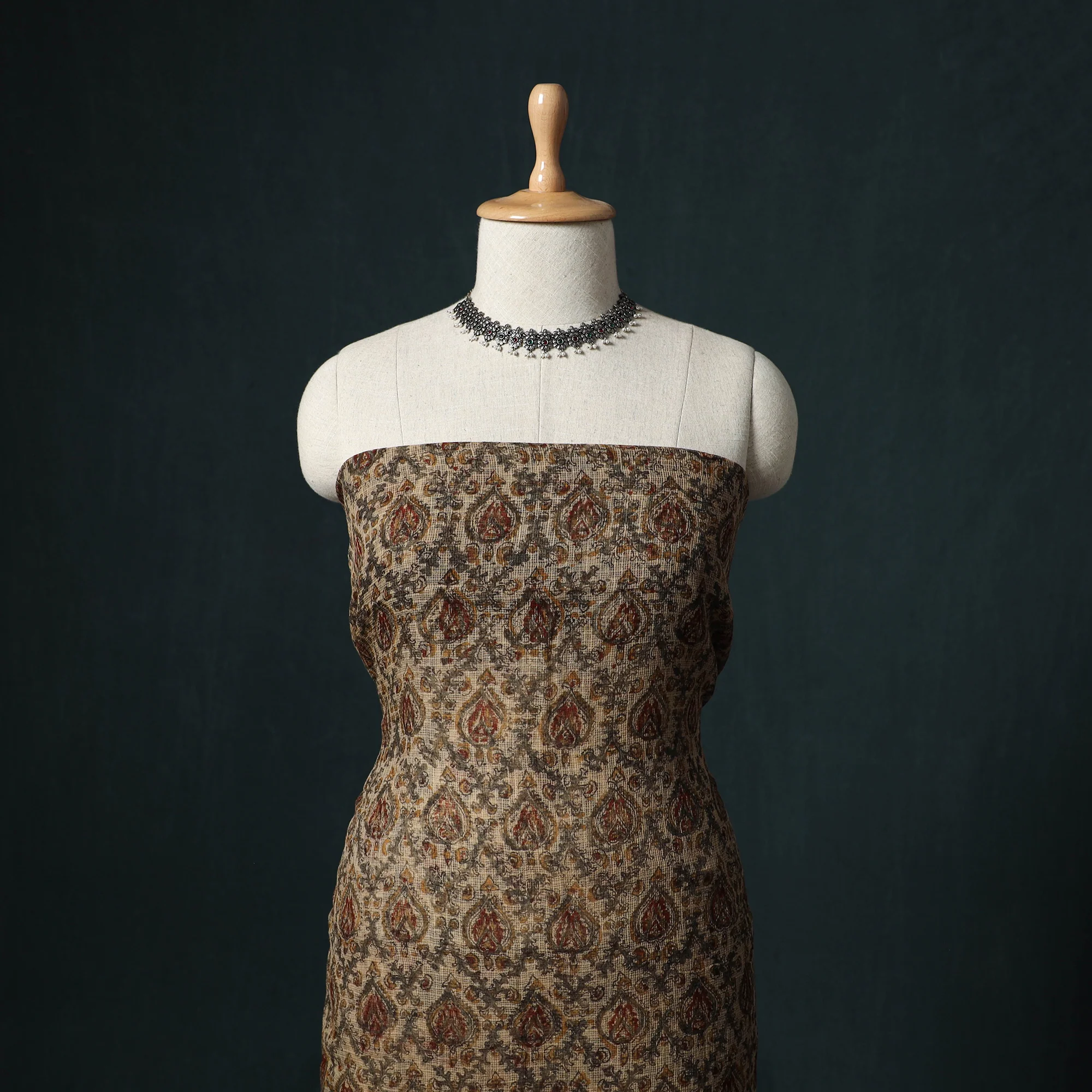 Pedana Kalamkari Block Print Kota Doria Cotton 2pc Unstitched Dress Material Kurta Set 09 - Image 2