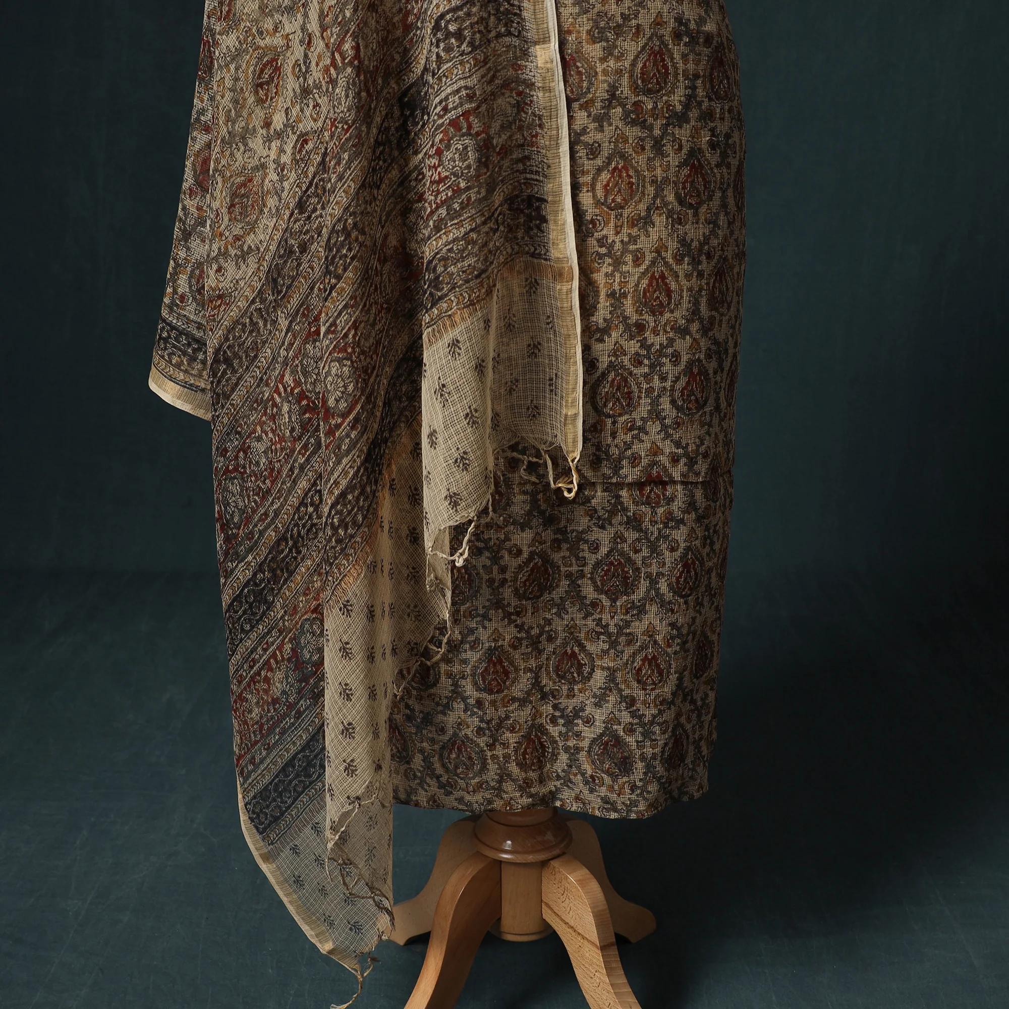 Pedana Kalamkari Block Print Kota Doria Cotton 2pc Unstitched Dress Material Kurta Set 09 - Image 4
