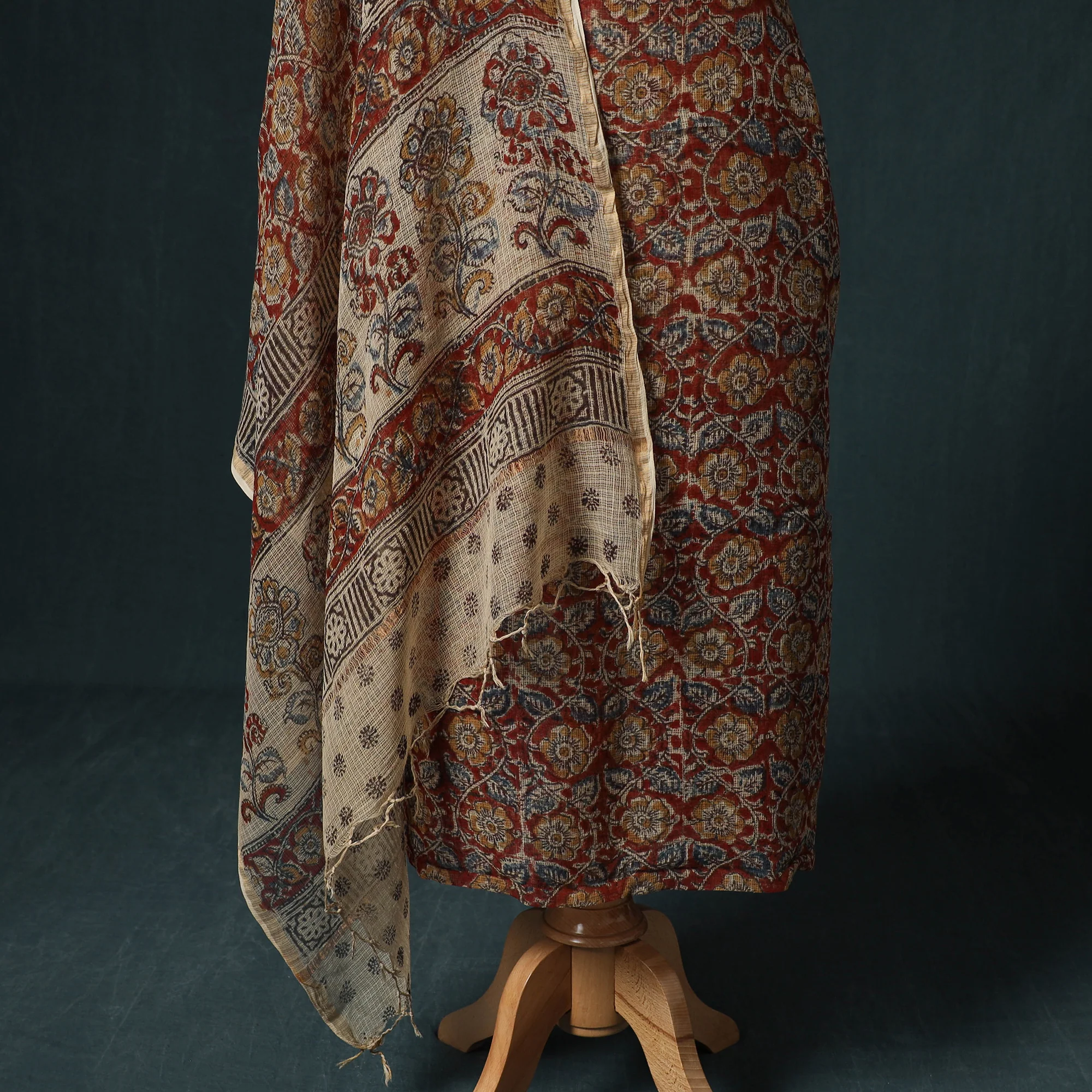 Pedana Kalamkari Block Print Kota Doria Cotton 2pc Unstitched Dress Material Kurta Set 10 - Image 4