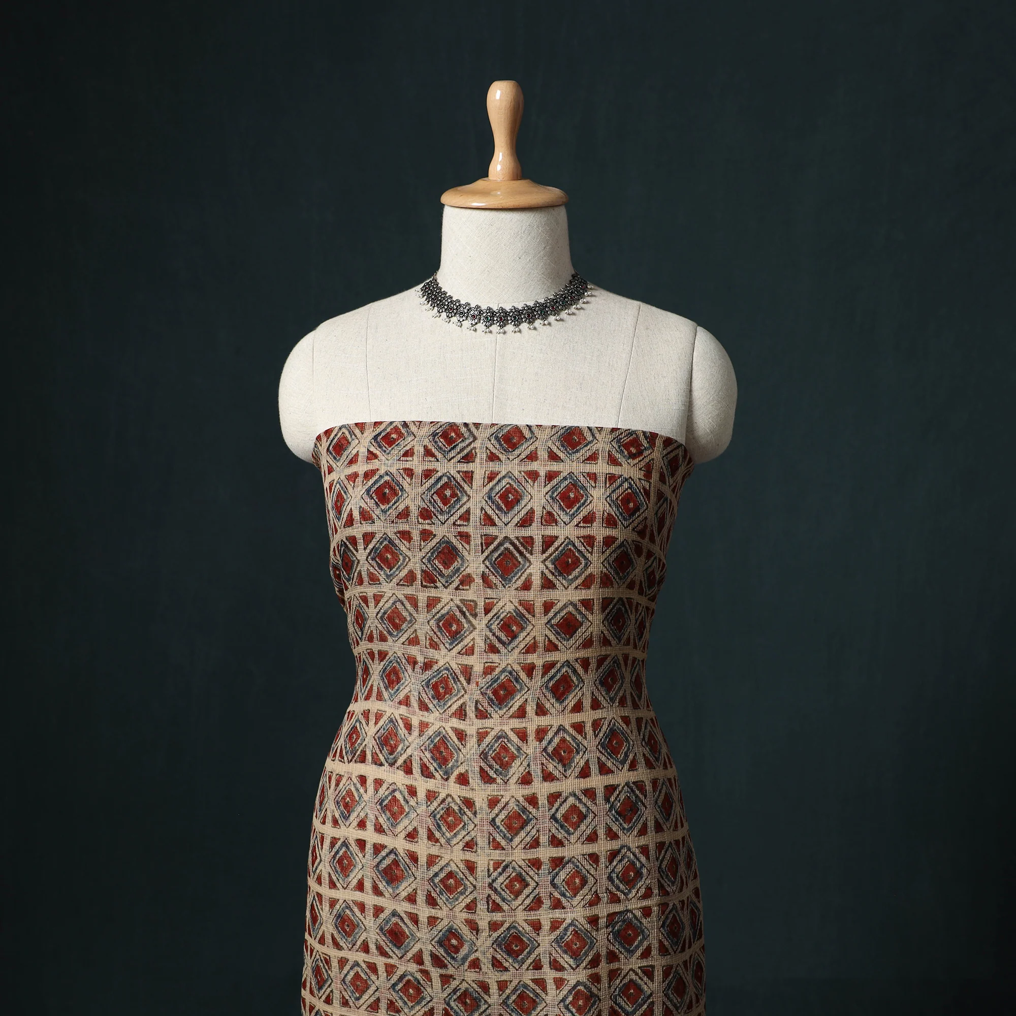 Pedana Kalamkari Block Print Kota Doria Cotton 2pc Unstitched Dress Material Kurta Set 12 - Image 2