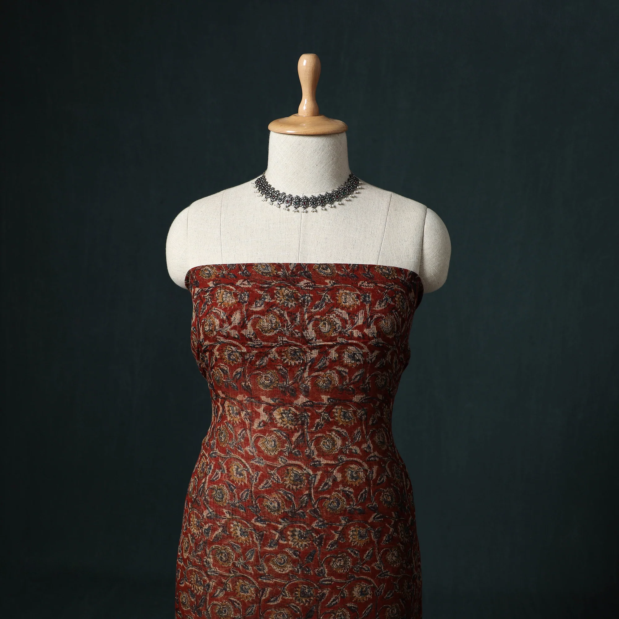 Pedana Kalamkari Block Print Kota Doria Cotton 2pc Unstitched Dress Material Kurta Set 13 - Image 2