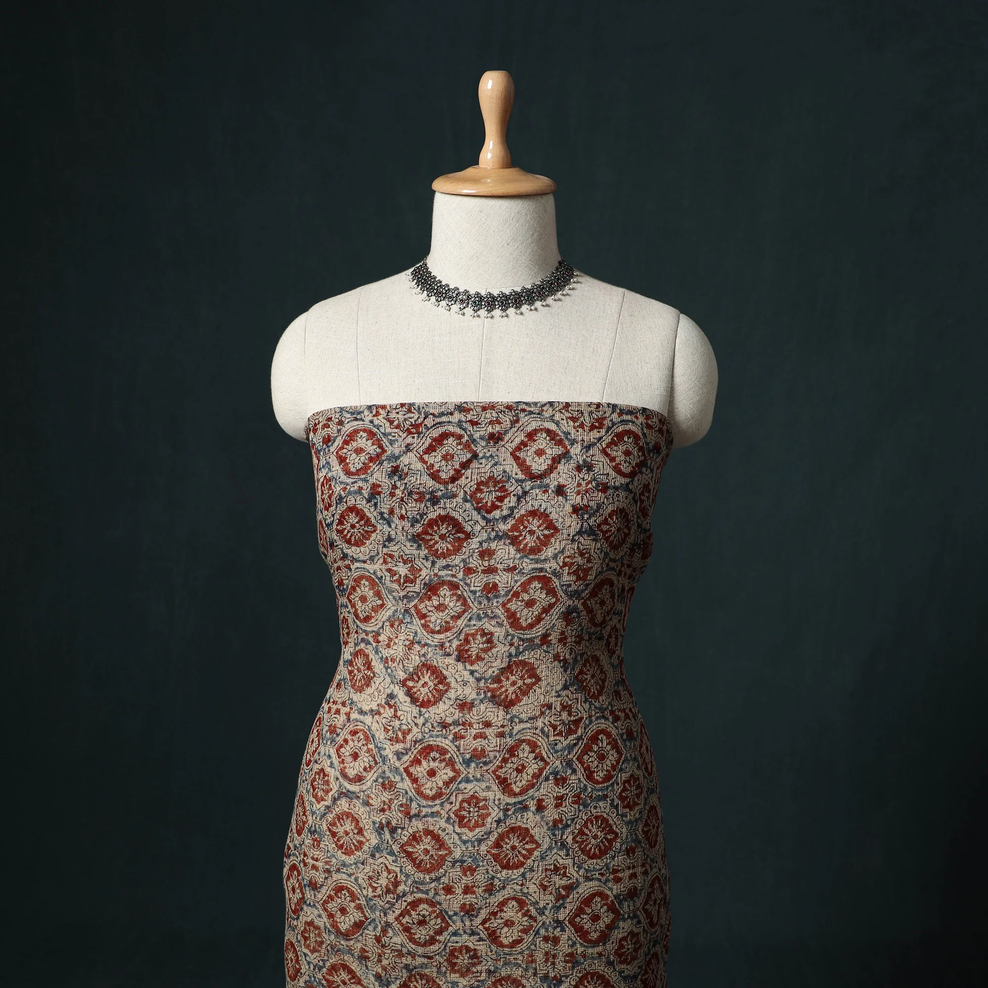 Pedana Kalamkari Block Print Kota Doria Cotton 2pc Unstitched Dress Material Kurta Set 17 - Image 2