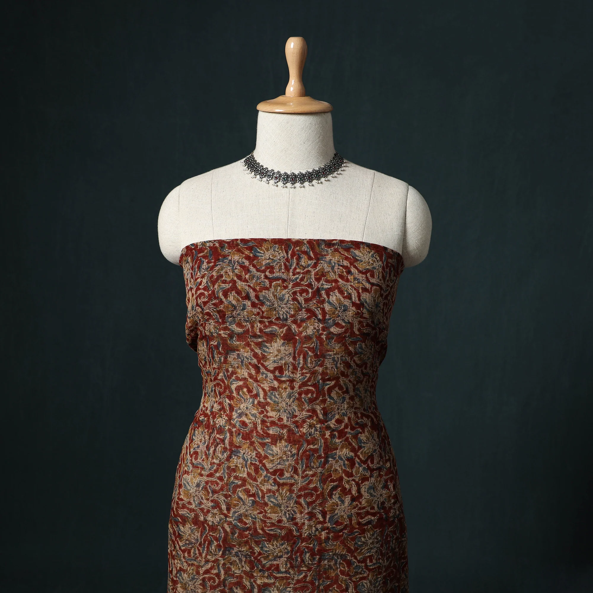 Pedana Kalamkari Block Print Kota Doria Cotton 2pc Unstitched Dress Material Kurta Set 18 - Image 2