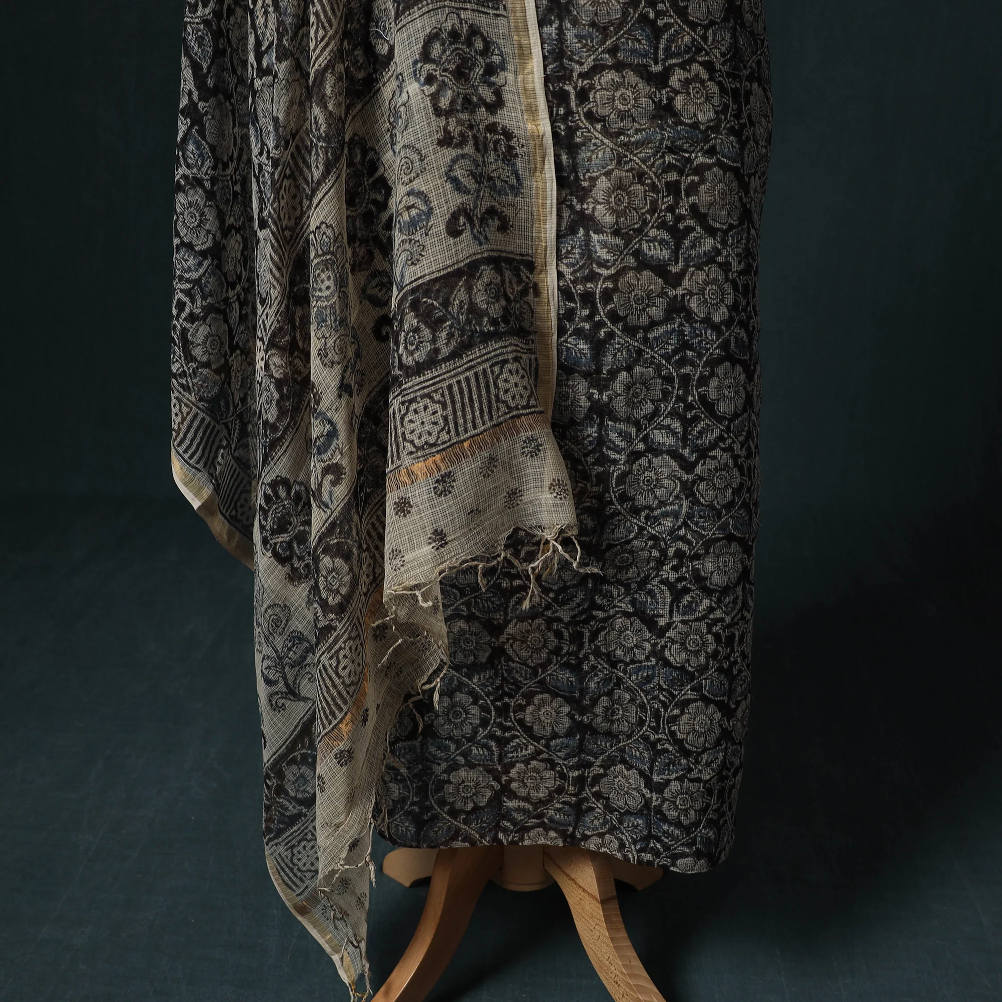 Pedana Kalamkari Block Print Kota Doria Cotton 2pc Unstitched Dress Material Kurta Set 20 - Image 4