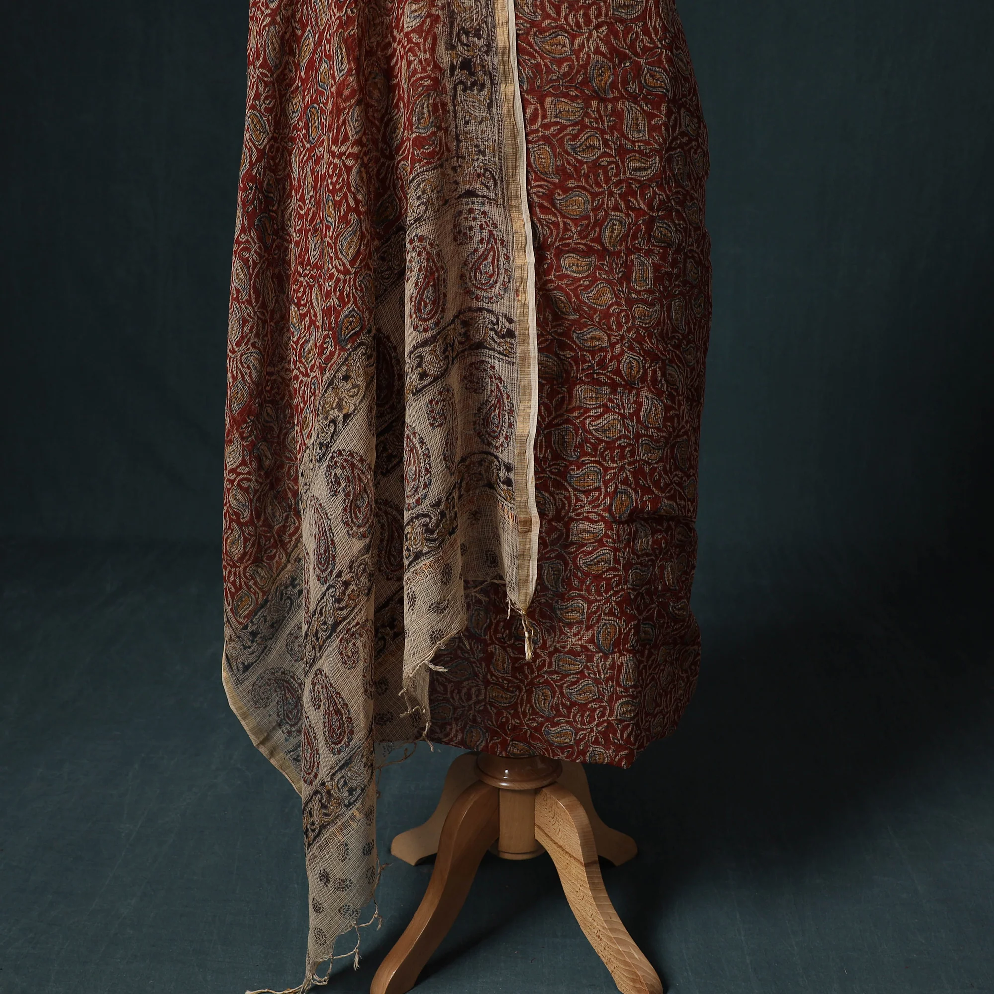 Pedana Kalamkari Block Print Kota Doria Cotton 2pc Unstitched Dress Material Kurta Set 21 - Image 4