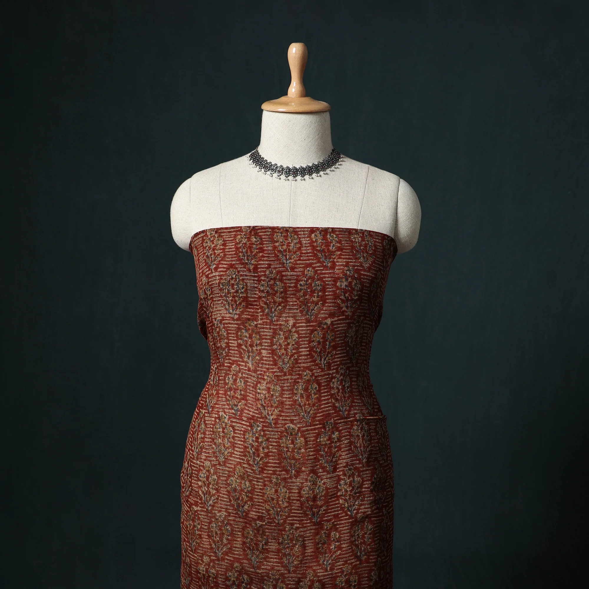 Pedana Kalamkari Block Print Kota Doria Cotton 2pc Unstitched Dress Material Kurta Set 23 - Image 2